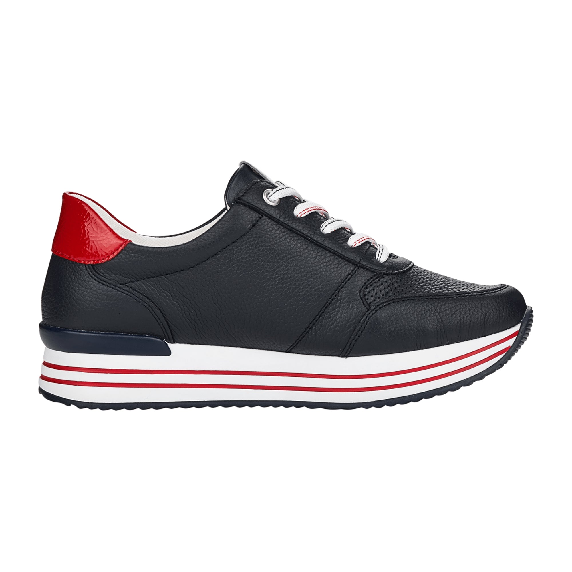 Women's Extra Wide Blue Leather Comfort Lace-Up Shoes by Remonte