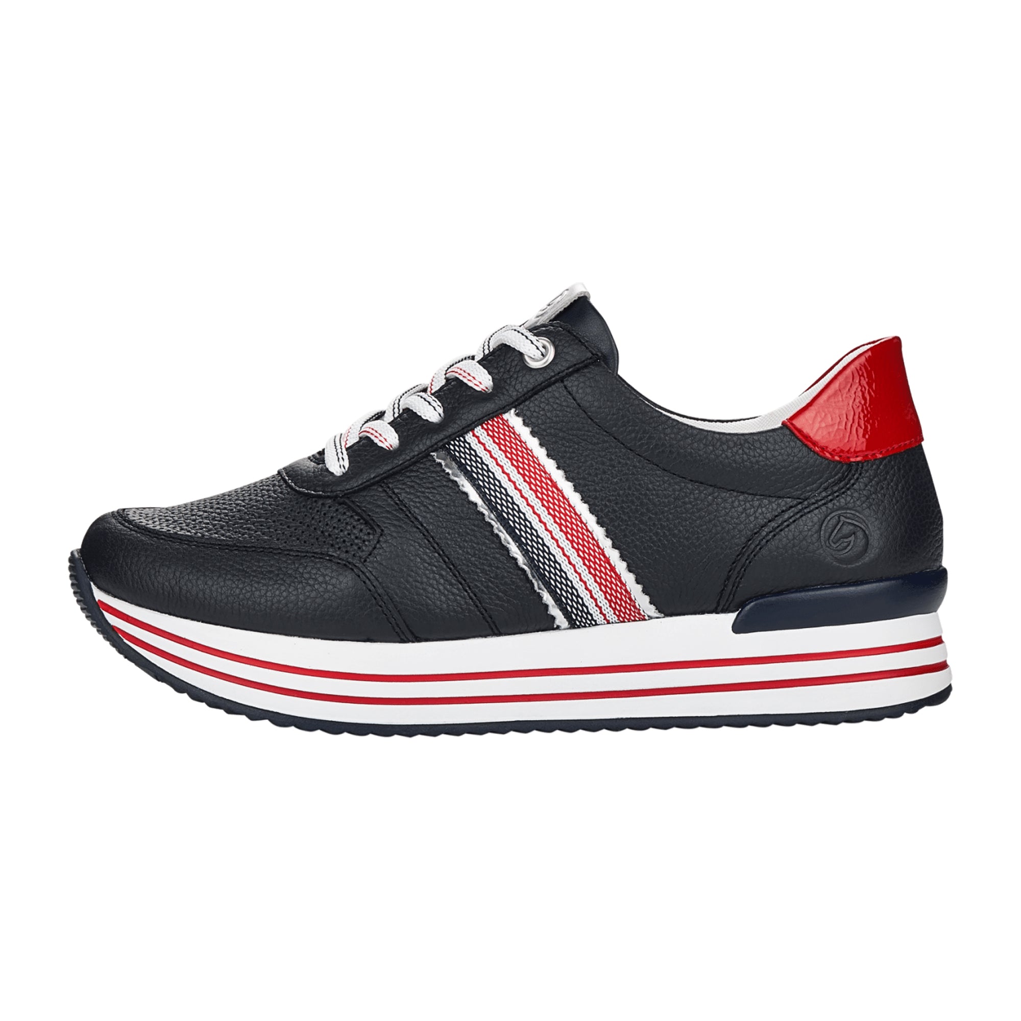 Women's Extra Wide Blue Leather Comfort Lace-Up Shoes by Remonte