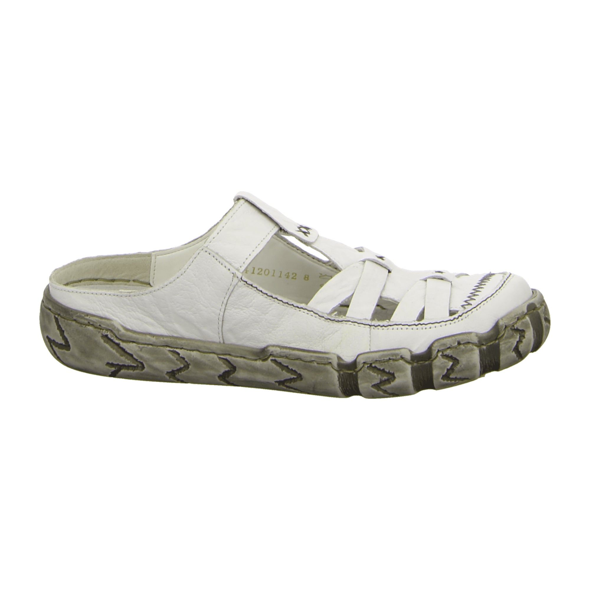 Rieker Women's White Leather Clogs with Velcro Closure and Cushioned Sole