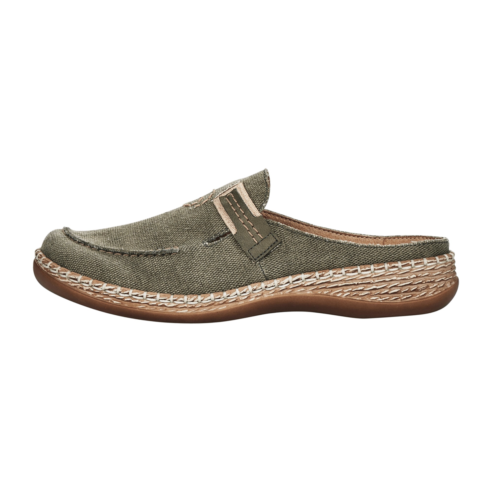 Rieker Women's Comfortable Green Slip-On Wedge Sandals Spring/Summer Linen - Bartel-Shop