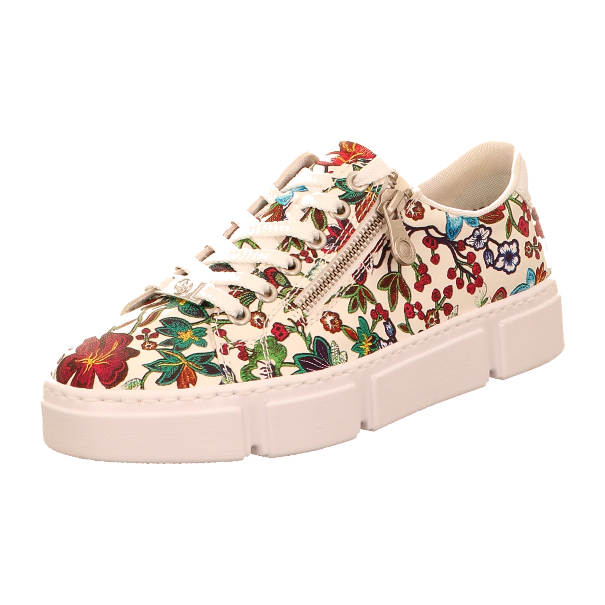 Rieker Women's Colorful Lace-Up Sneakers Comfortable Lightweight Faux Leather Shoes