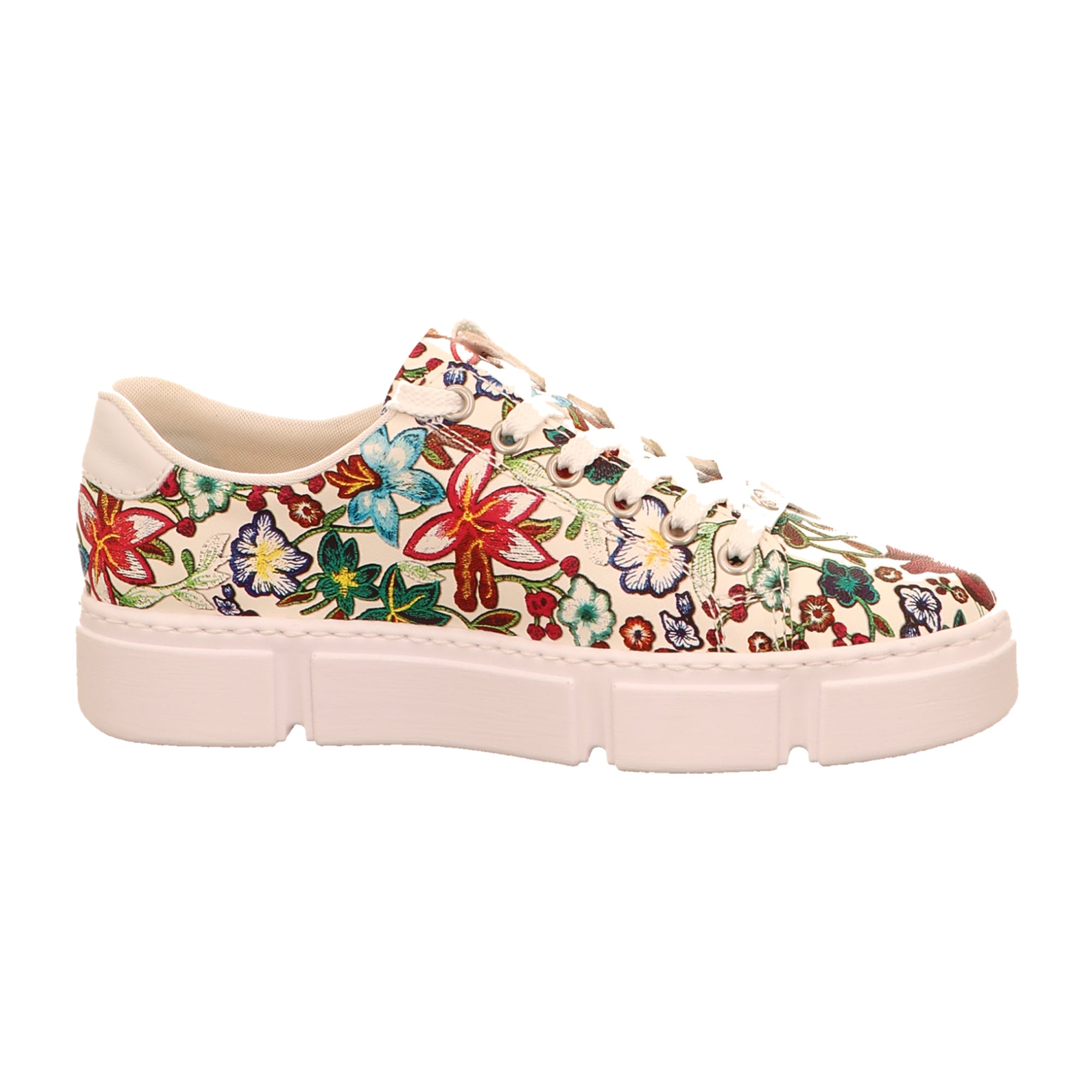 Rieker Women's Colorful Lace-Up Sneakers Comfortable Lightweight Faux Leather Shoes