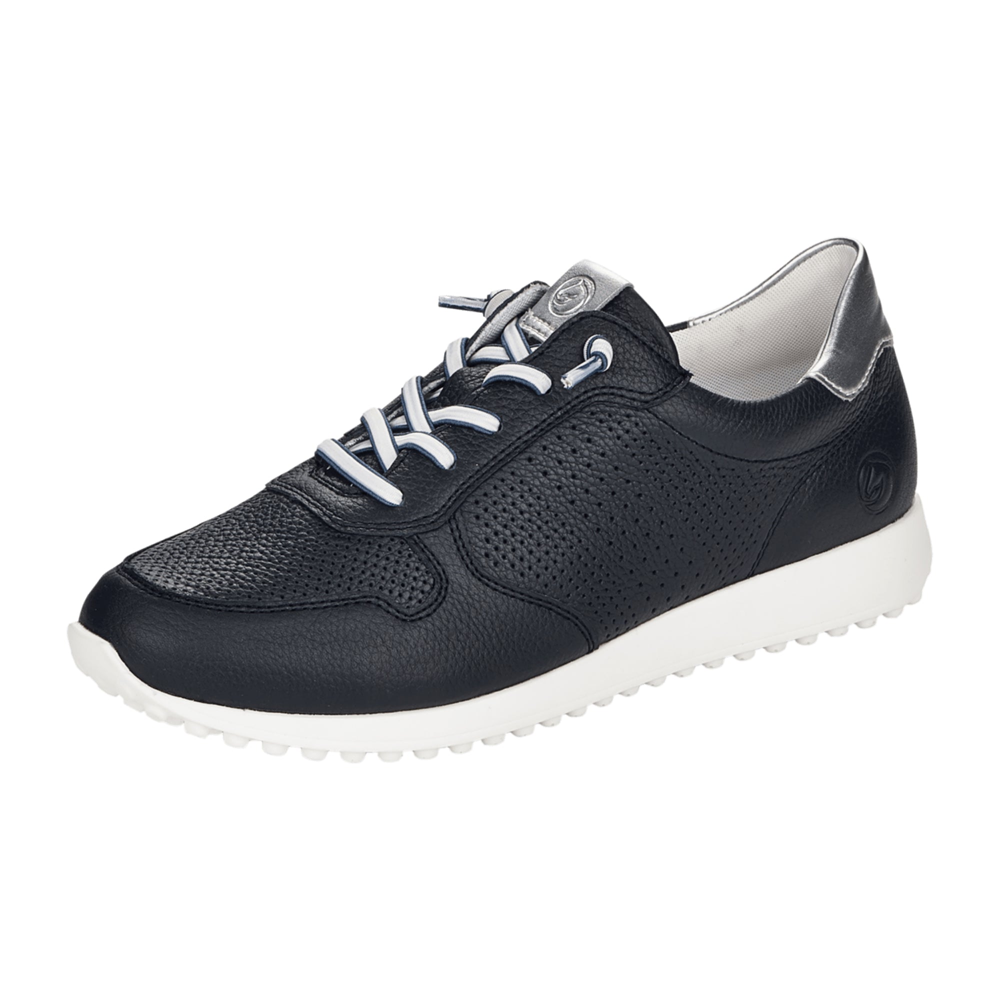 Remonte Women's Blue Leather Slip-On Shoes with Wedge Heel