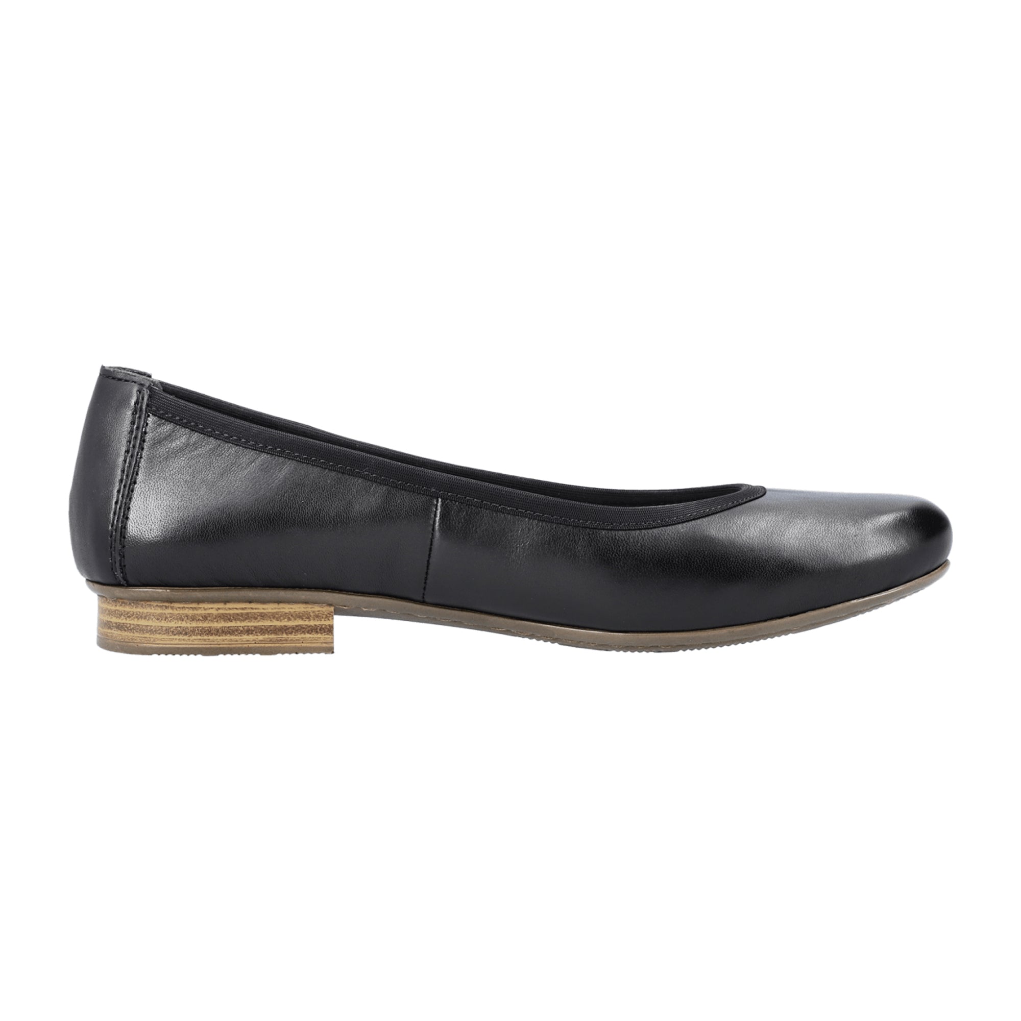 Rieker Women's Comfortable Black Leather Slip-On Pumps with Block Heel - Bartel-Shop