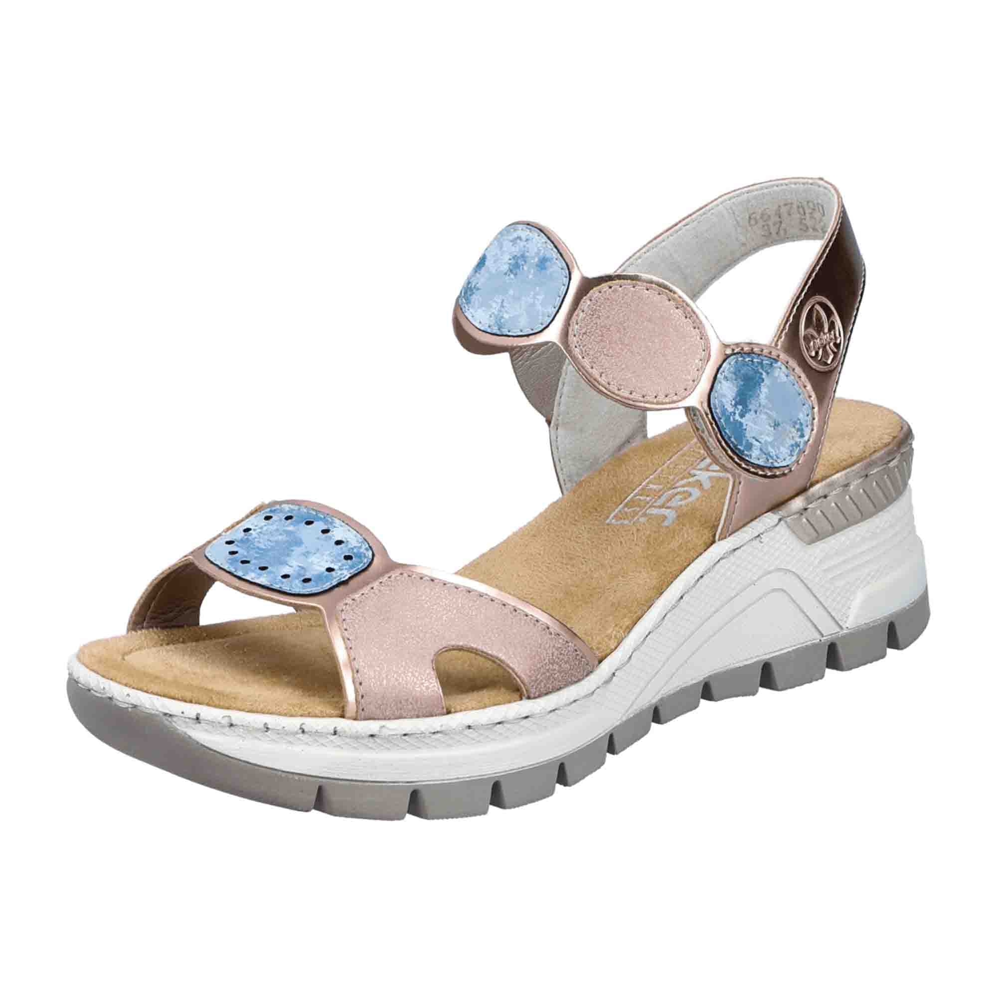 Rieker Women's Pink Wedge Sandals Comfortable Synthetic Casual Footwear
