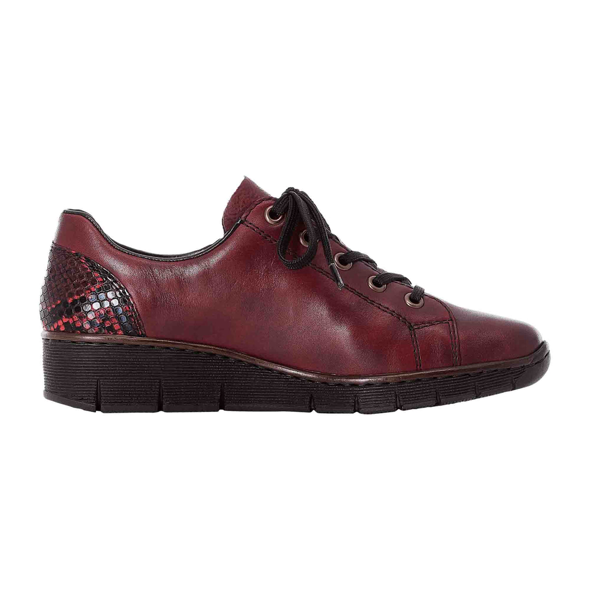 Rieker Red Comfortable Lace-Up Shoes for Women Model 53702-35