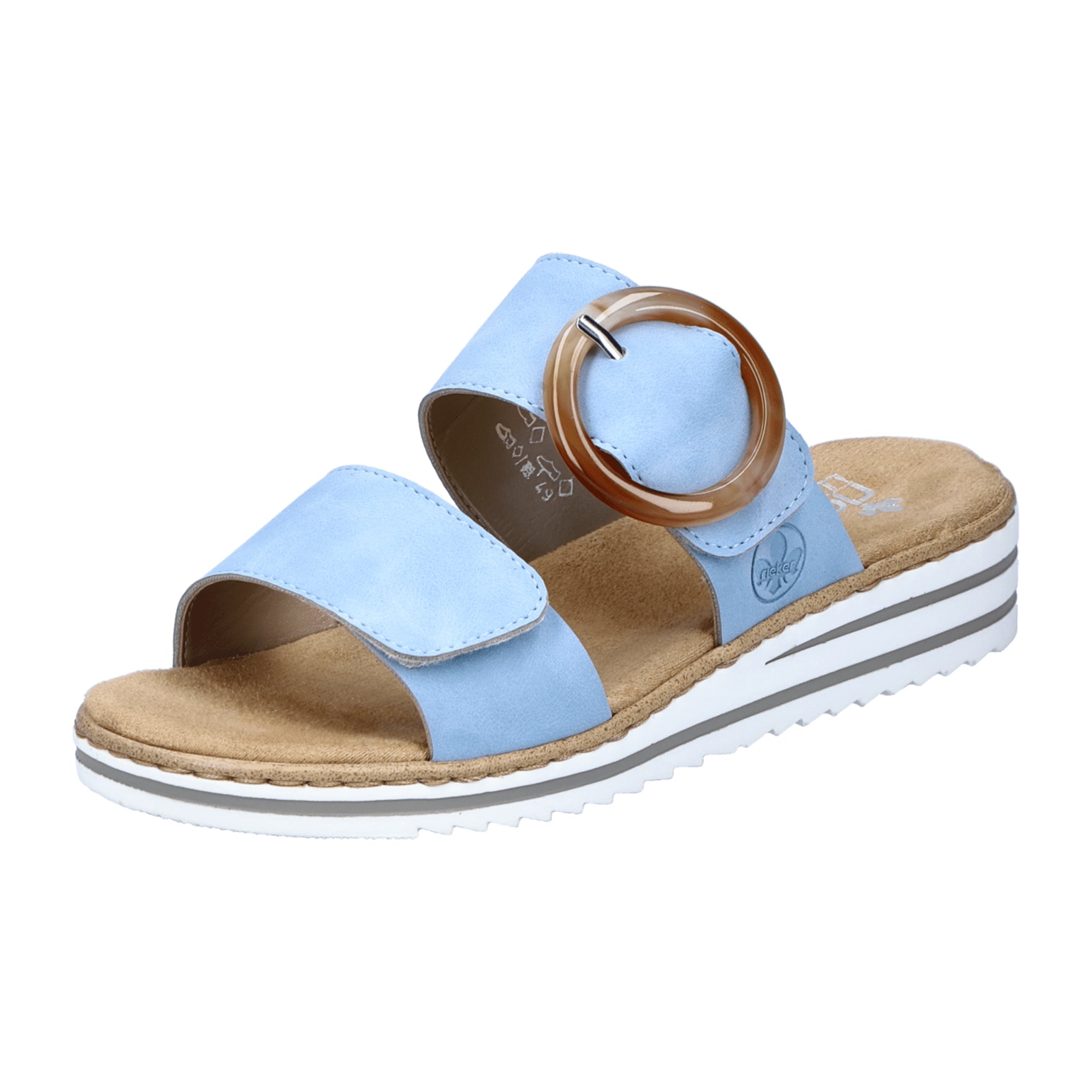 Rieker Women's Blue Sandals with Comfort Footbed and Velcro Closure