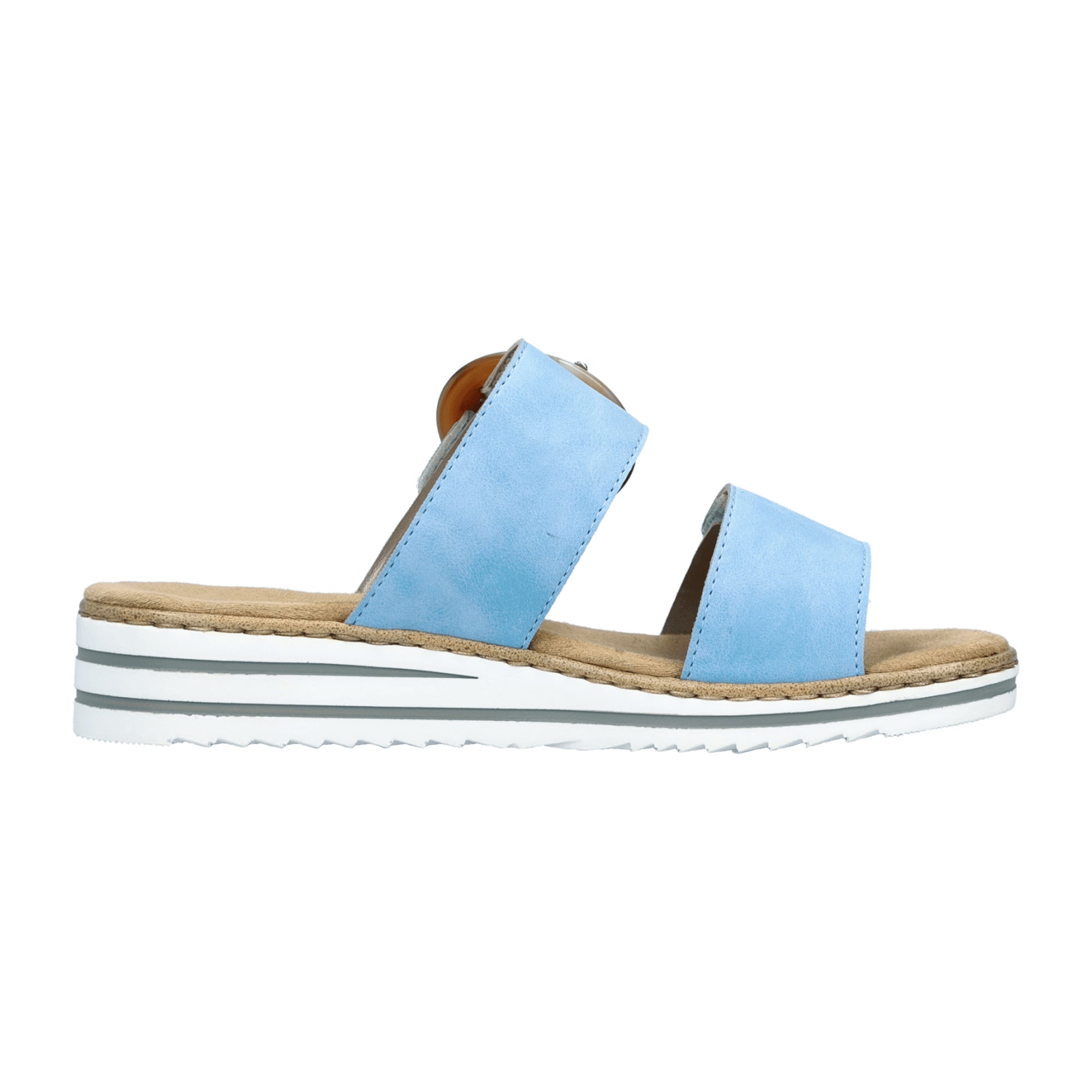 Rieker Women's Blue Sandals with Comfort Footbed and Velcro Closure