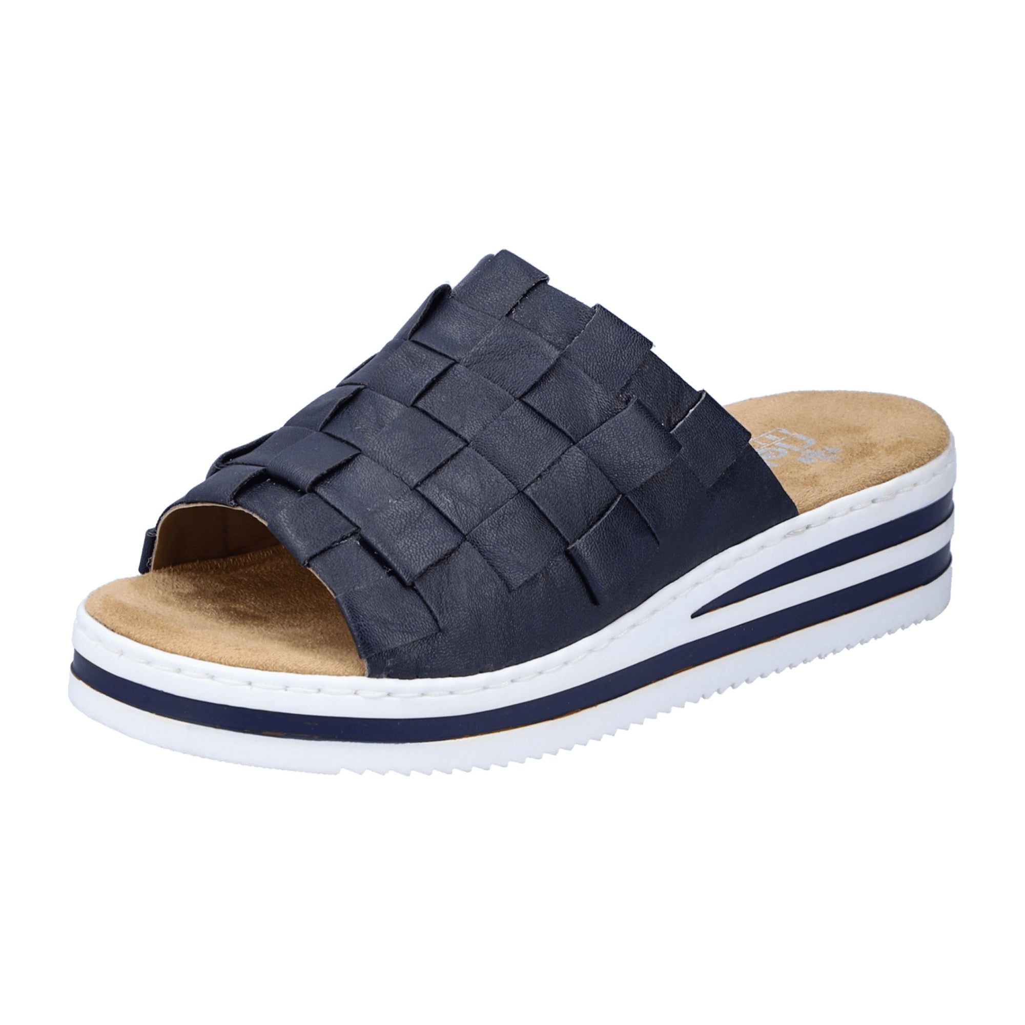 Rieker Women's Slip-On Sandals Blue Comfort Wedge Sole Synthetic Summer Shoes