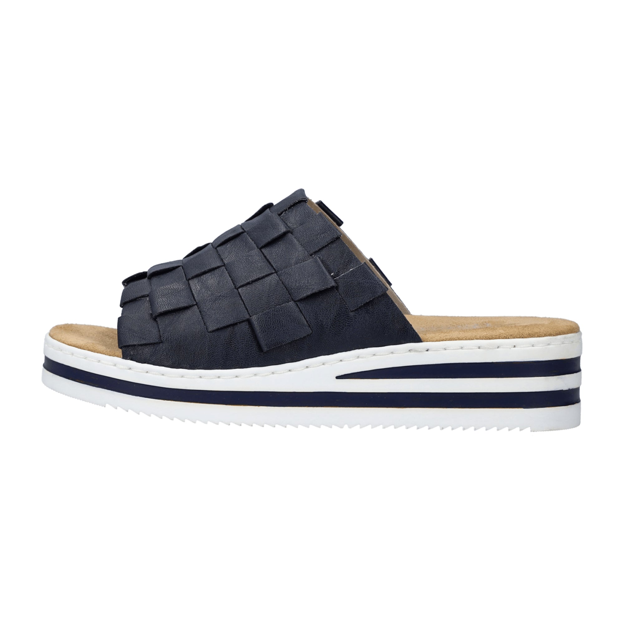 Rieker Women's Slip-On Sandals Blue Comfort Wedge Sole Synthetic Summer Shoes