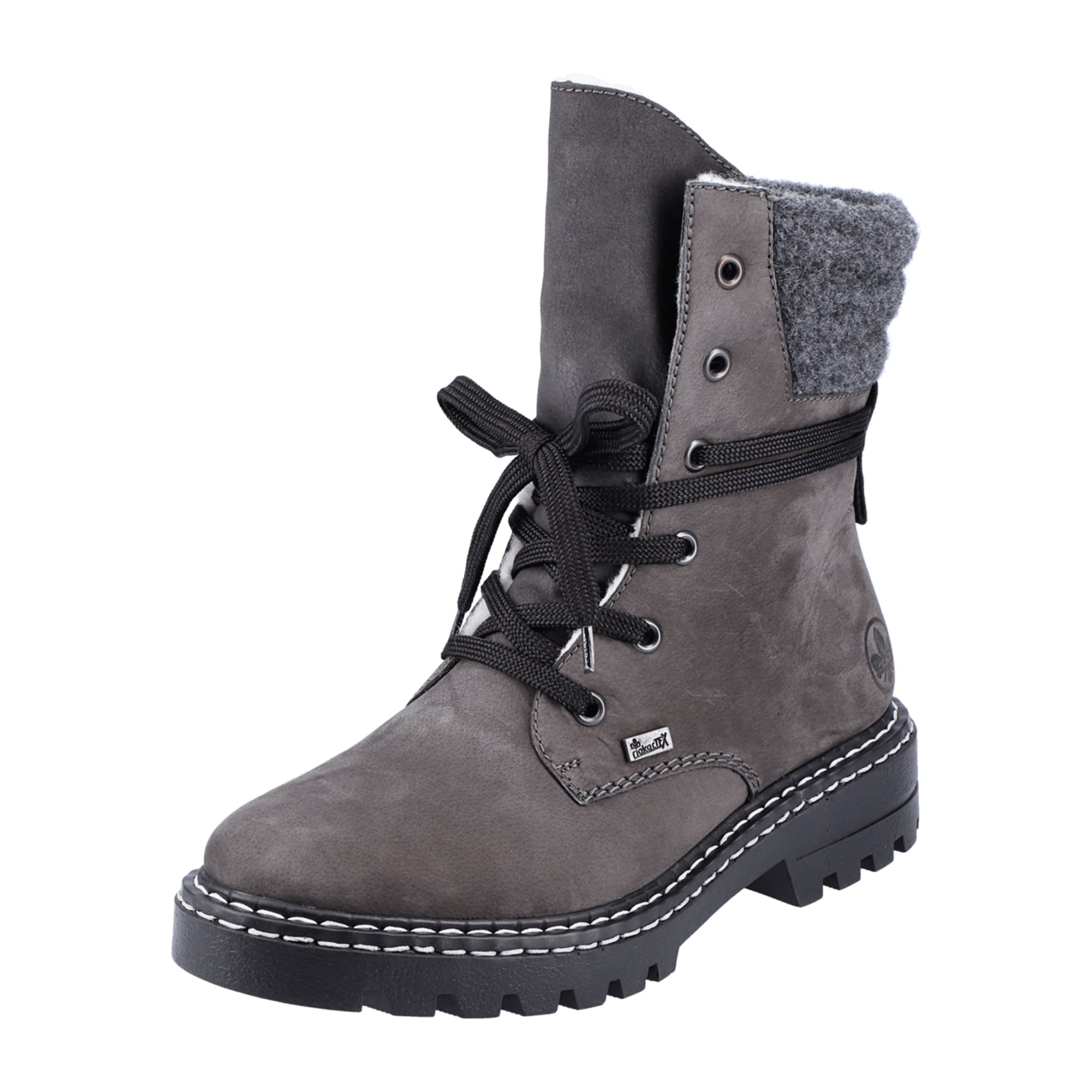 Rieker HWK Women's Gray Boots with Warm Lining and Easy Zip Closure