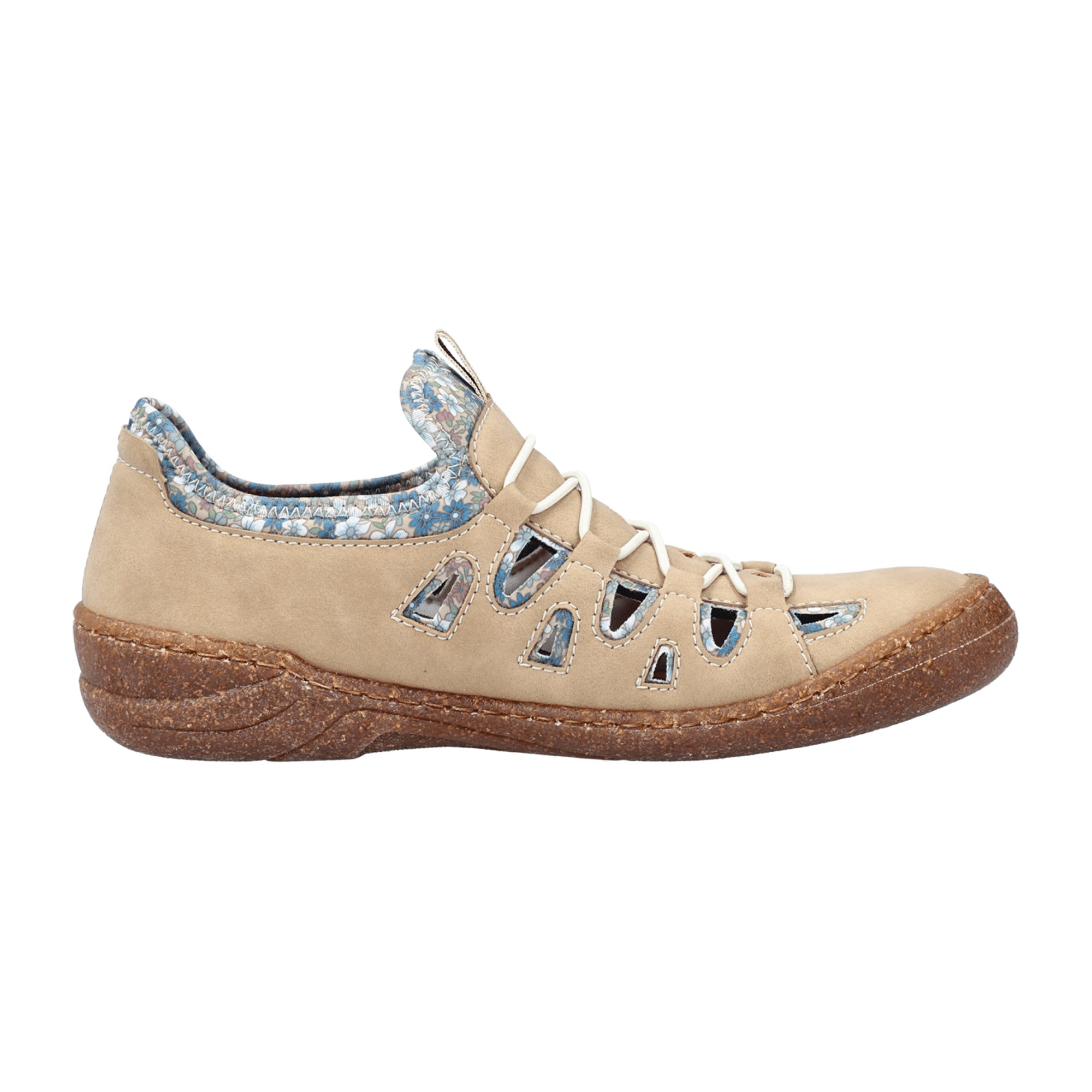 Rieker Beige Slip-On Shoes for Women Comfortable Round Toe Synthetic Material