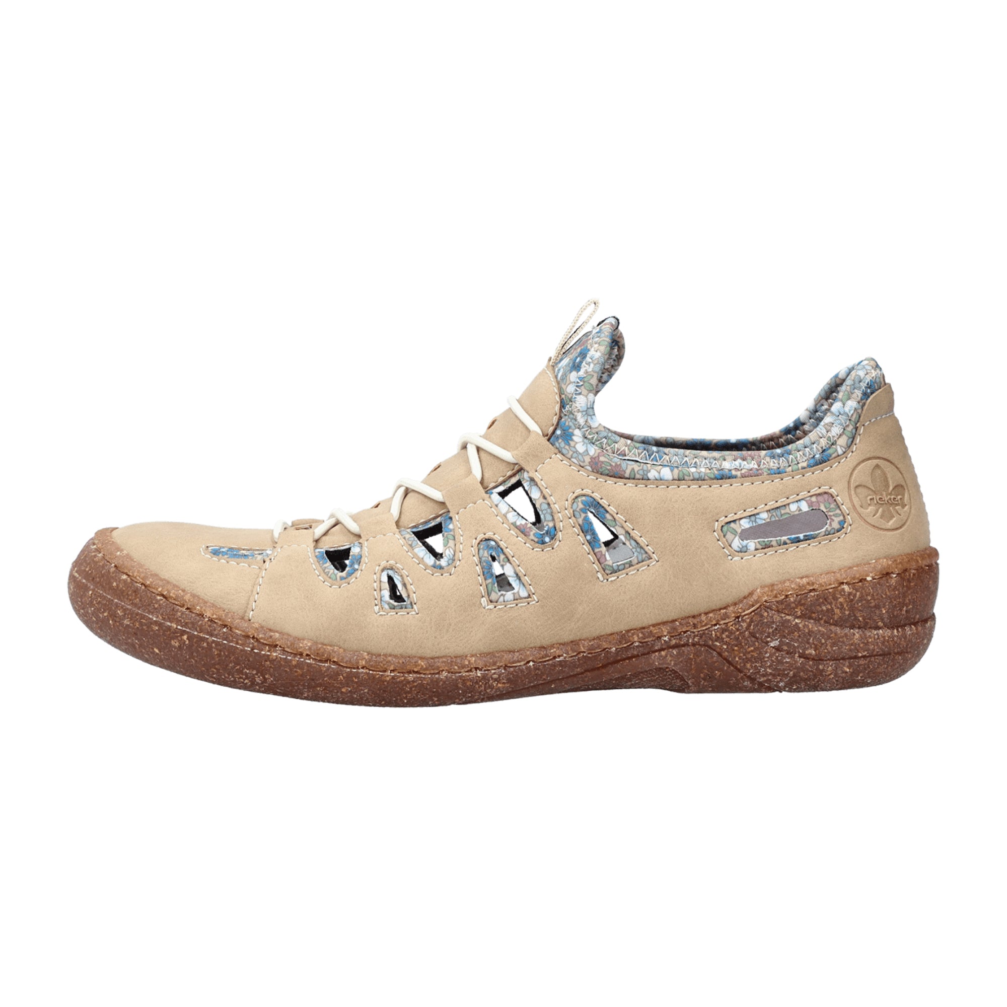 Rieker Beige Slip-On Shoes for Women Comfortable Round Toe Synthetic Material