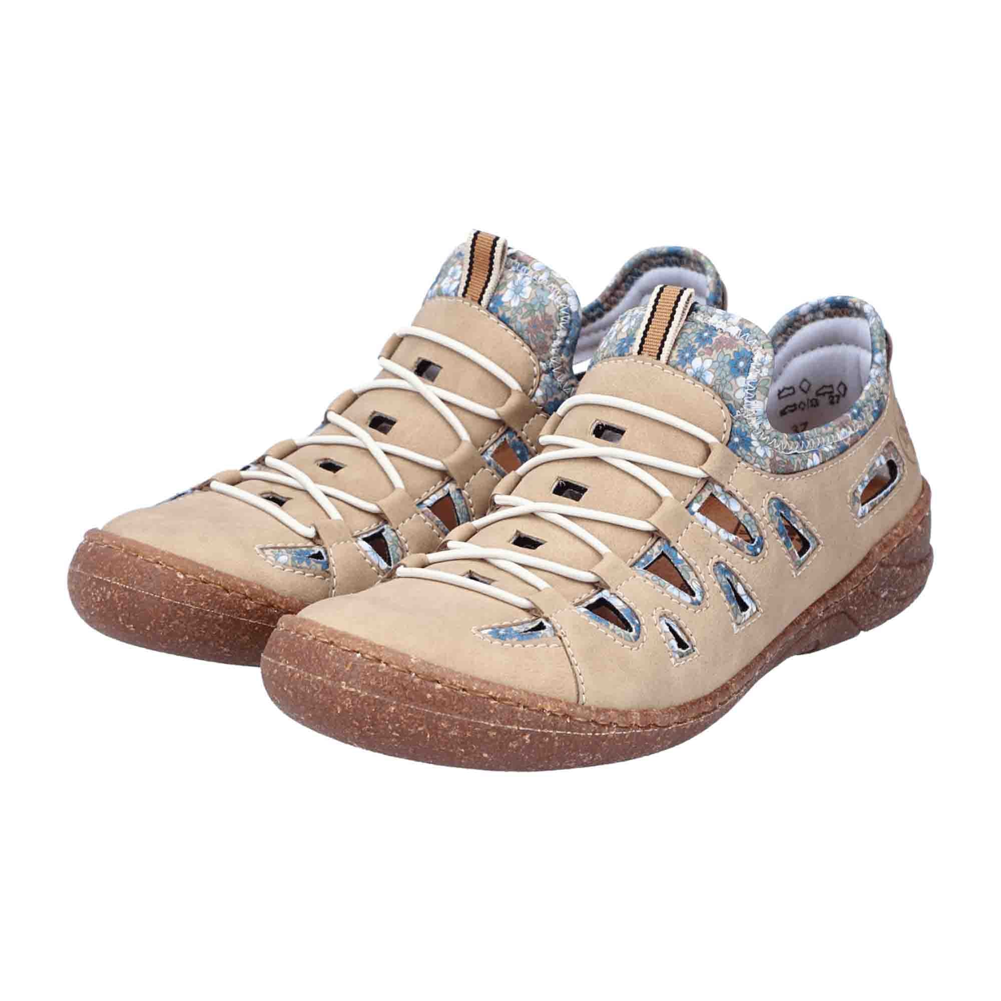 Rieker Beige Slip-On Shoes for Women Comfortable Round Toe Synthetic Material