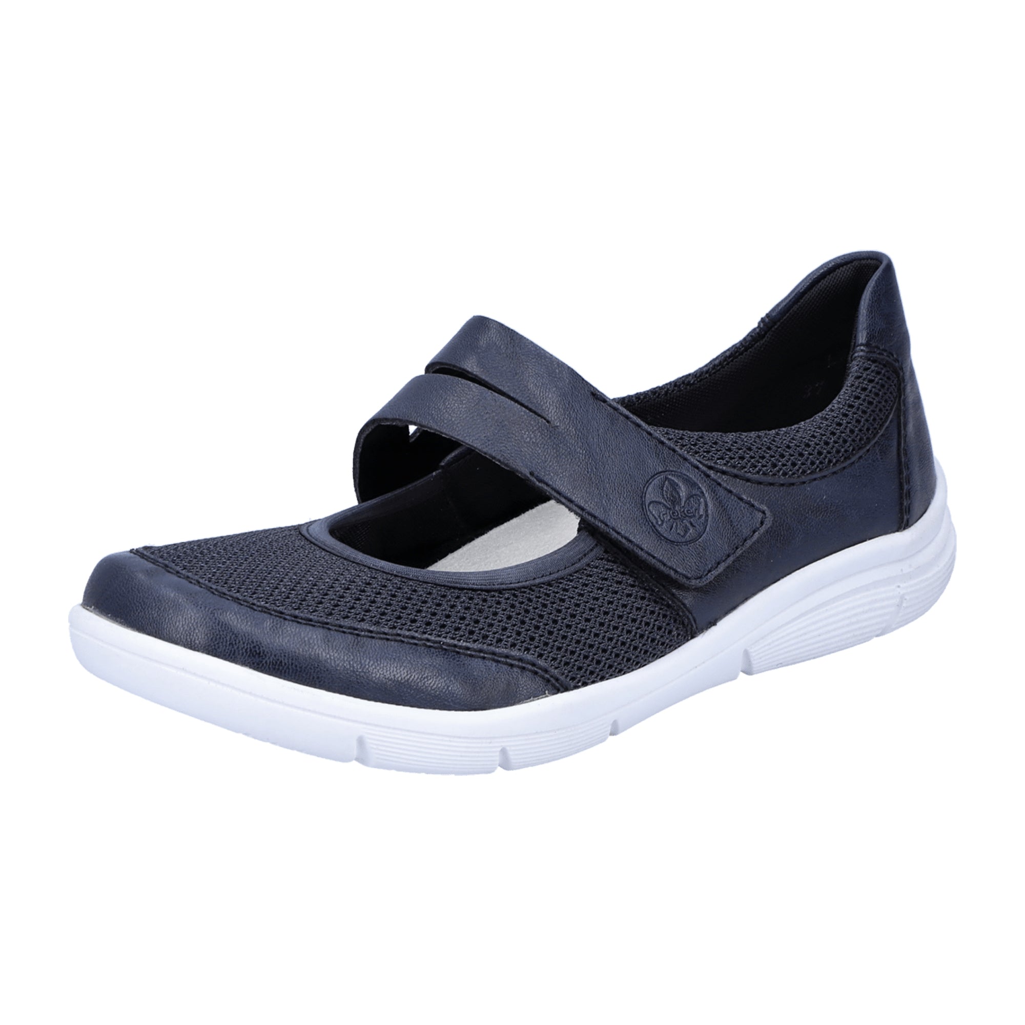 Rieker Women's Blue Slip-On Shoes with Velcro, Lightweight Comfort Sole