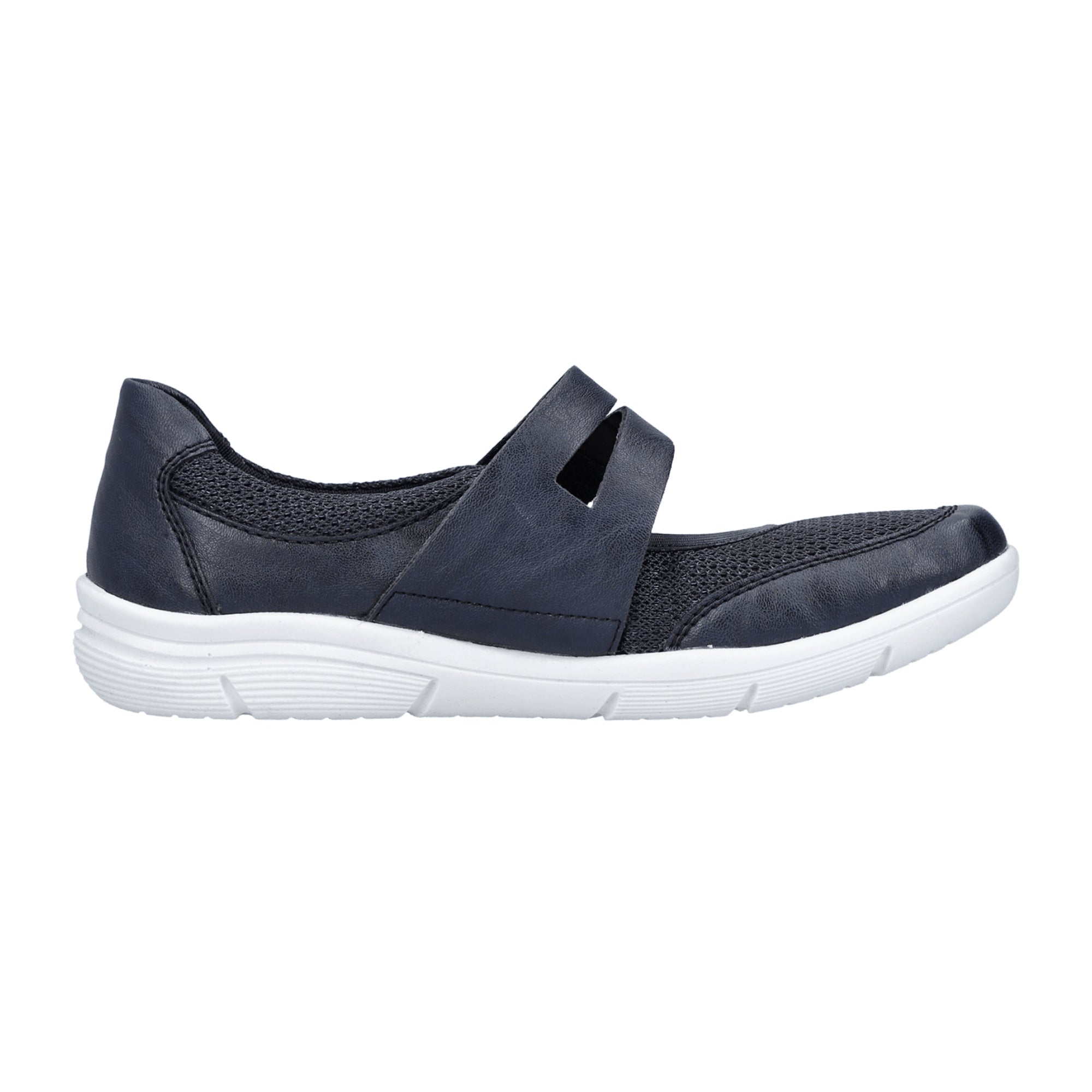 Rieker Women's Blue Slip-On Shoes with Velcro, Lightweight Comfort Sole