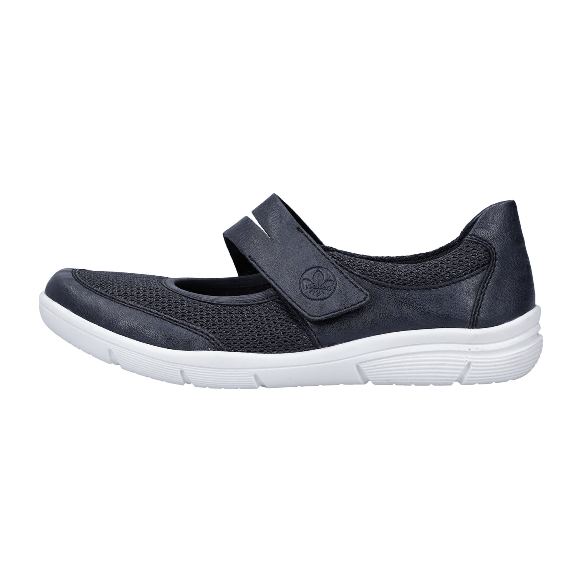 Rieker Women's Blue Slip-On Shoes with Velcro, Lightweight Comfort Sole