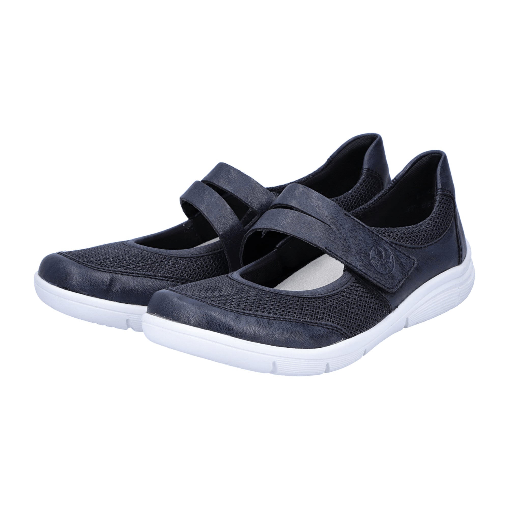 Rieker Women's Blue Slip-On Shoes with Velcro, Lightweight Comfort Sole