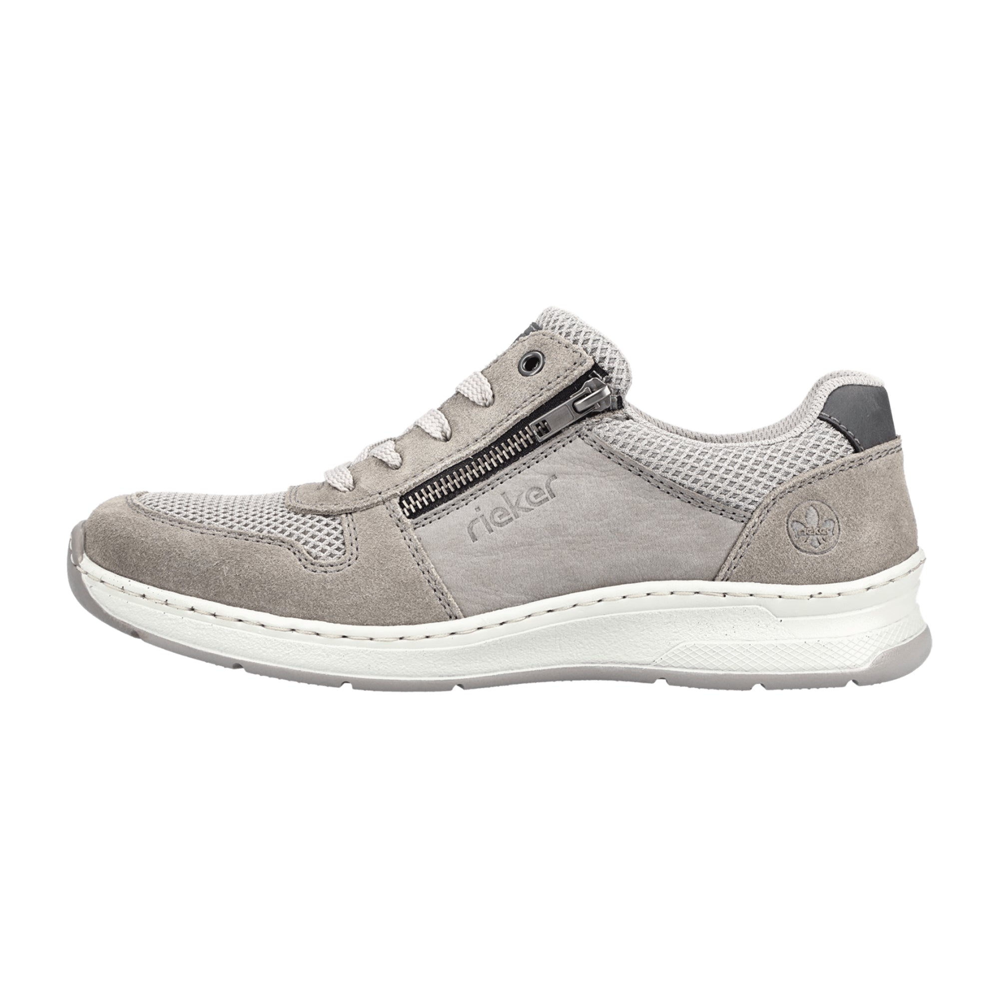 Rieker FSK Men's Gray Lace-Up Shoes with Zipper Comfortable Lightweight Sole
