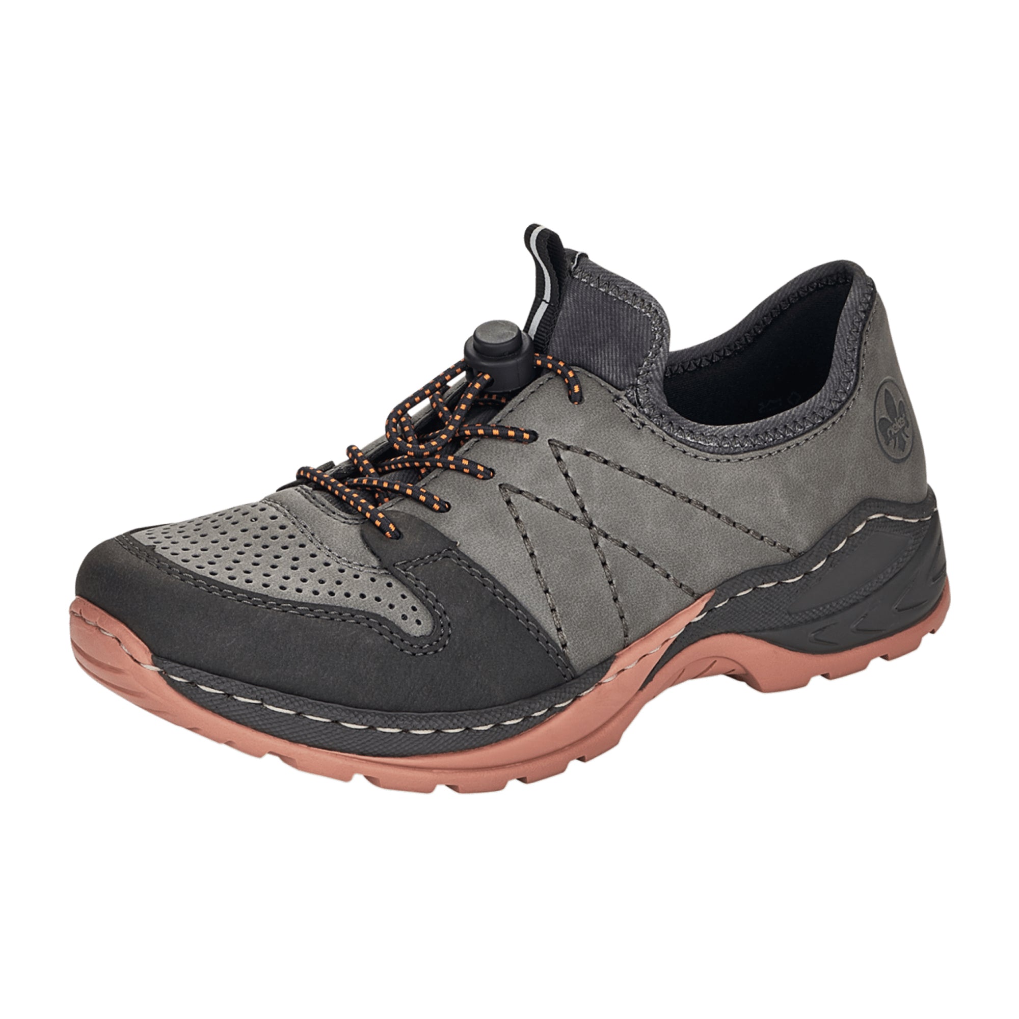 Rieker Comfortable Women's Grey Slip-On Shoes with Shock Absorbing Soles