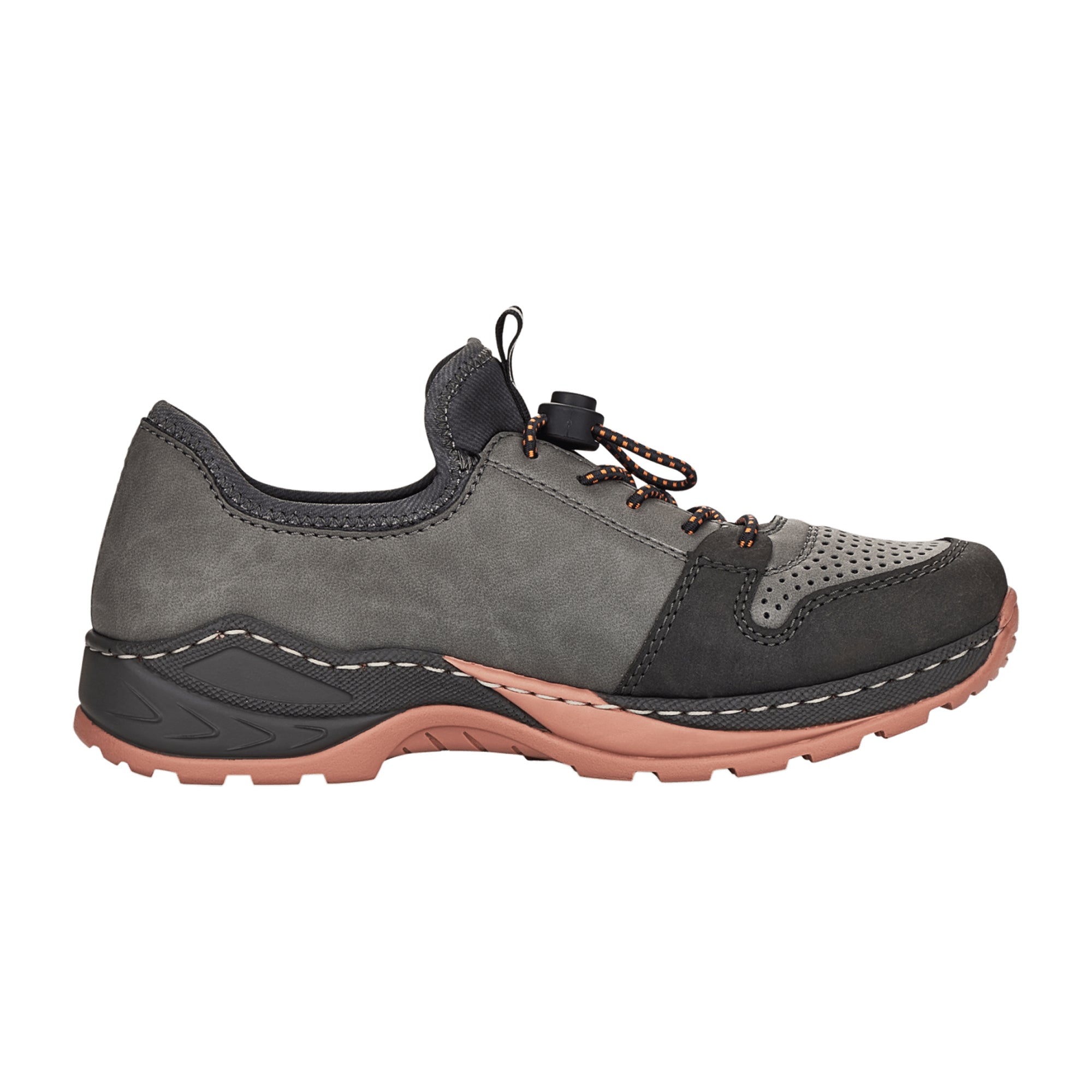 Rieker Comfortable Women's Grey Slip-On Shoes with Shock Absorbing Soles