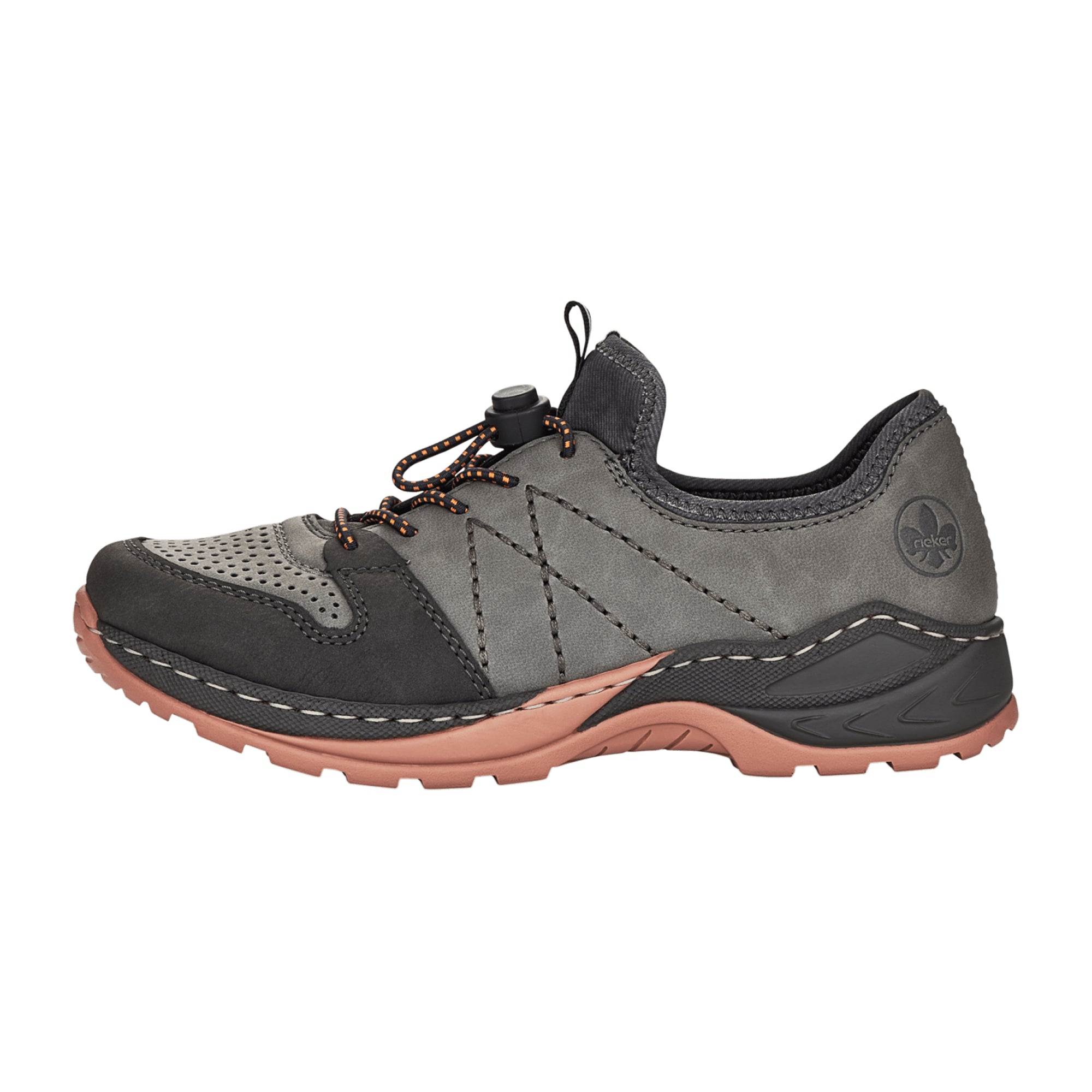 Rieker Comfortable Women's Grey Slip-On Shoes with Shock Absorbing Soles