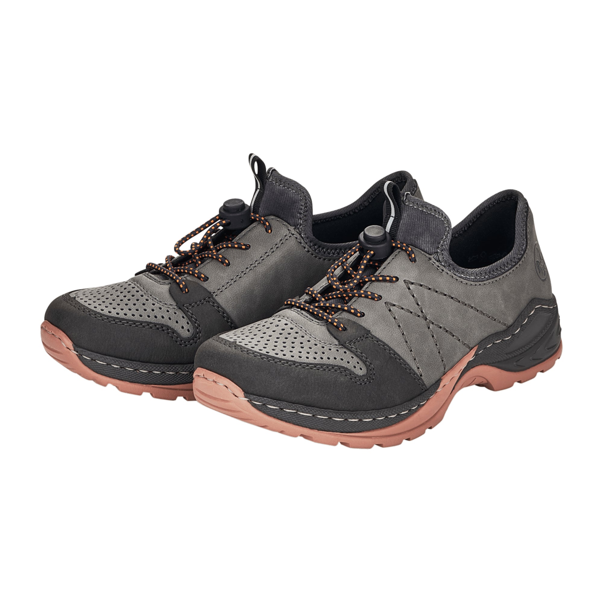 Rieker Comfortable Women's Grey Slip-On Shoes with Shock Absorbing Soles