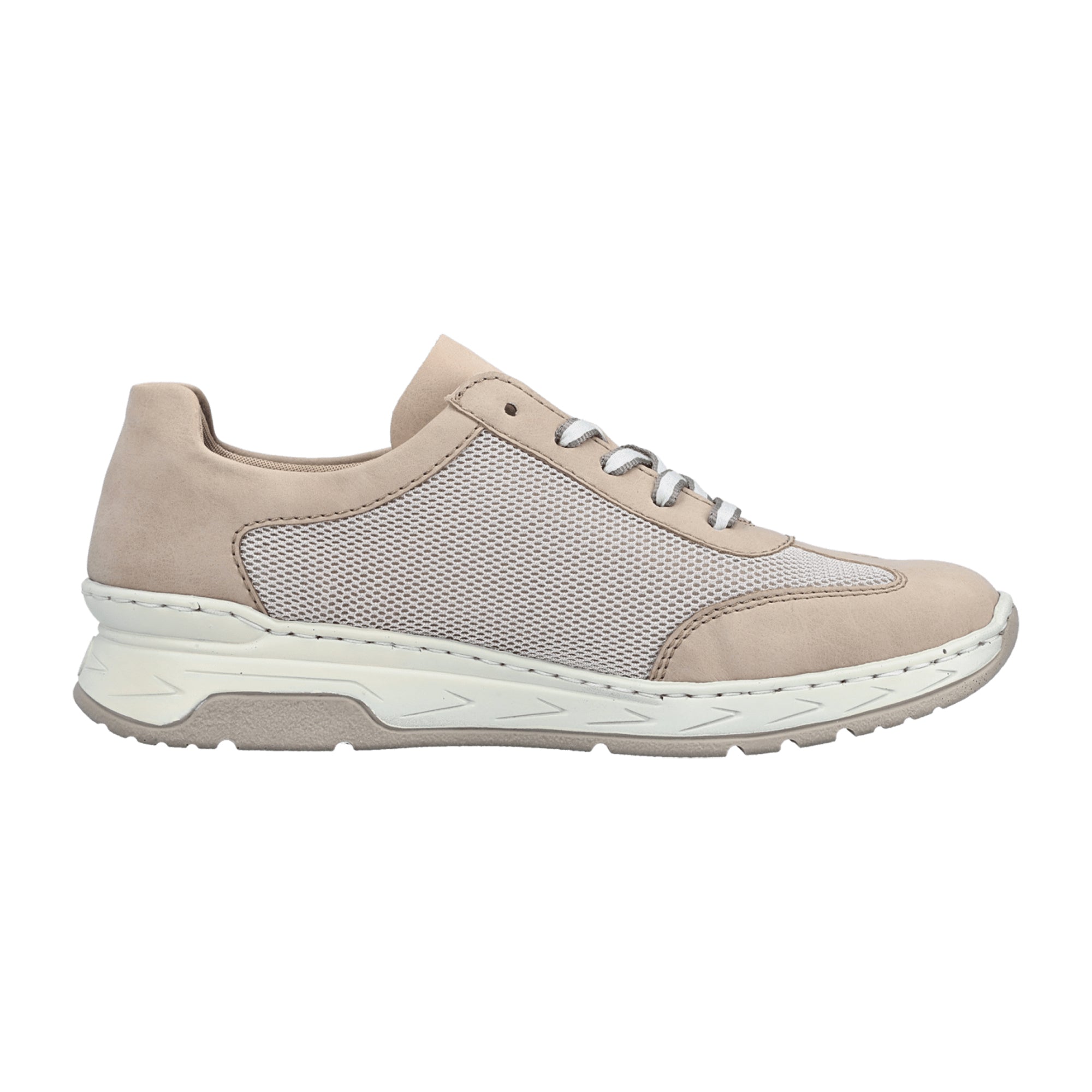 Rieker Beige Mesh Women's Comfort Sneakers with Zipper and Soft Insole