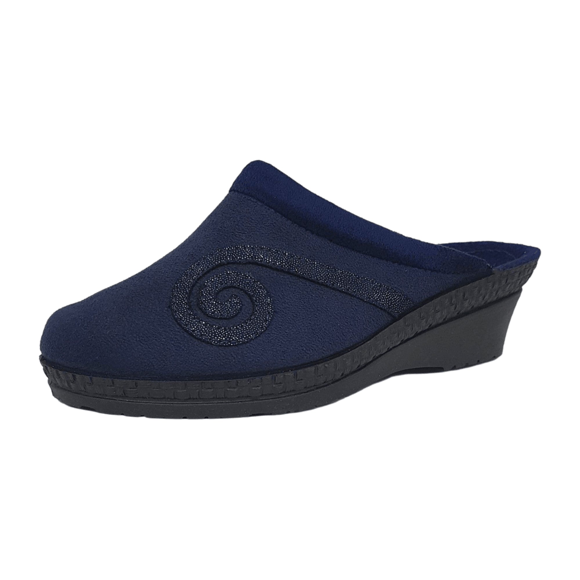 Rohde Women's Blue Slippers, Textile Upper, Wool Insole, Lace-Up, Fall/Winter