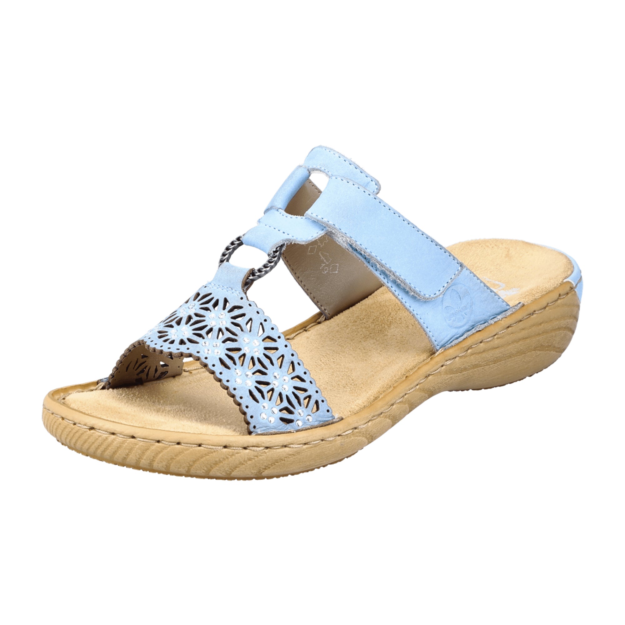 Rieker Women's Blue Shoes with Wedge Heel and Velcro Closure