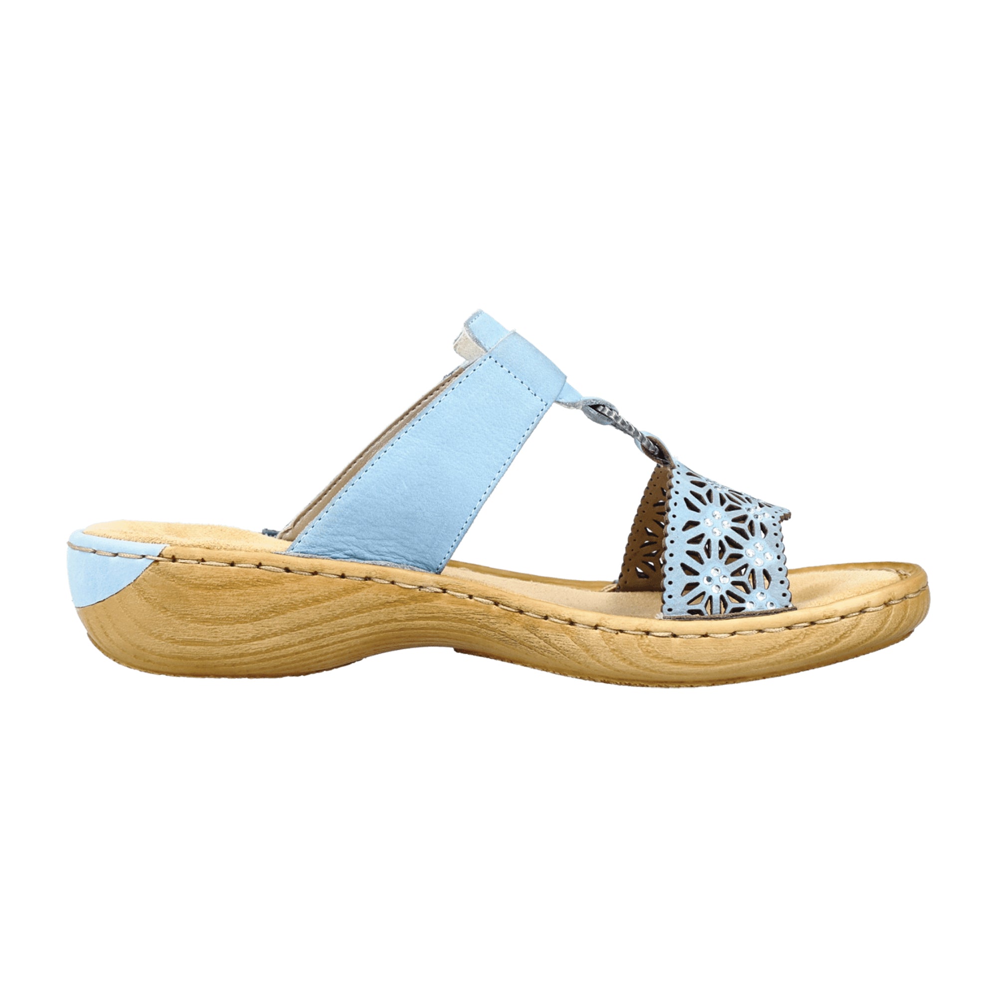 Rieker Women's Blue Shoes with Wedge Heel and Velcro Closure