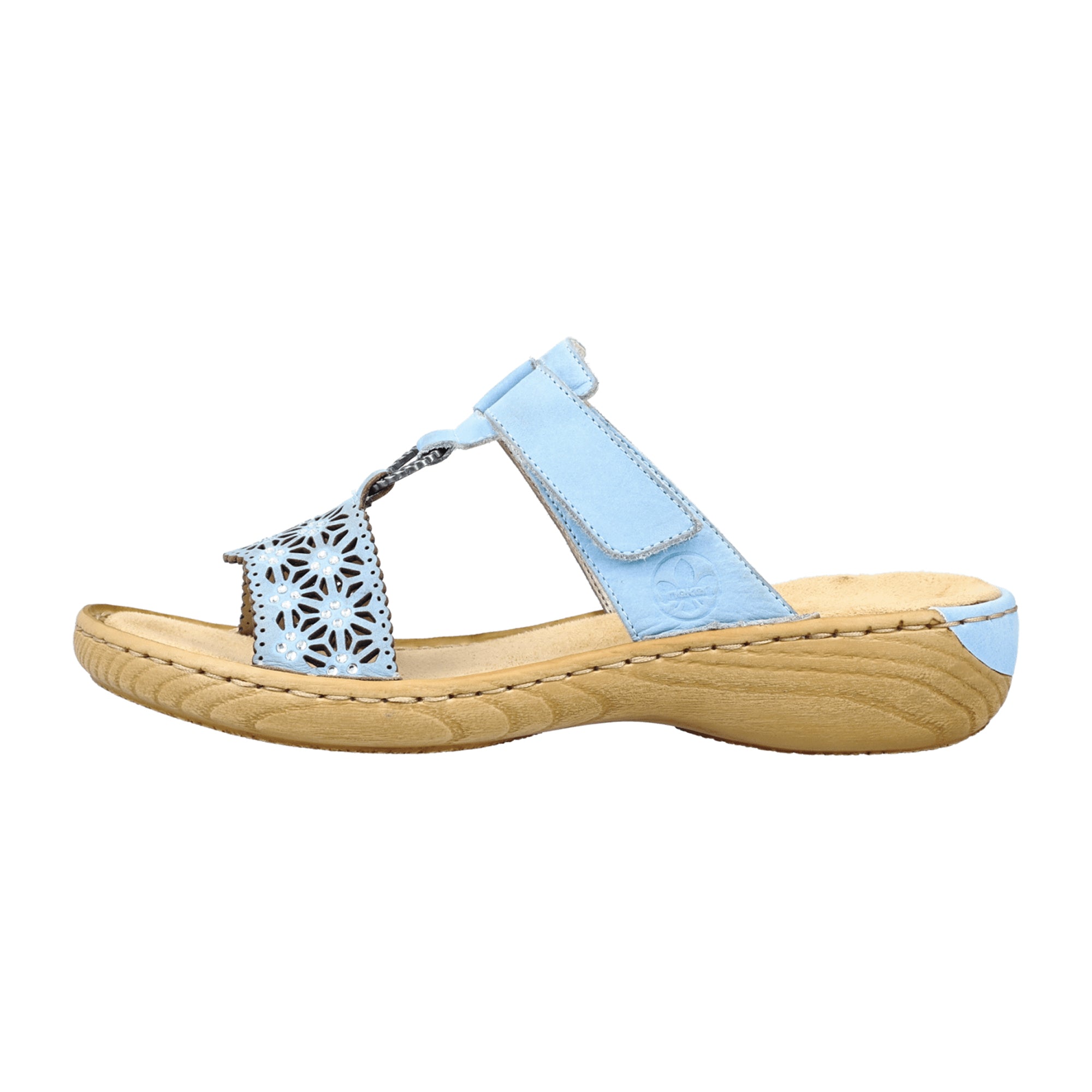 Rieker Women's Blue Shoes with Wedge Heel and Velcro Closure