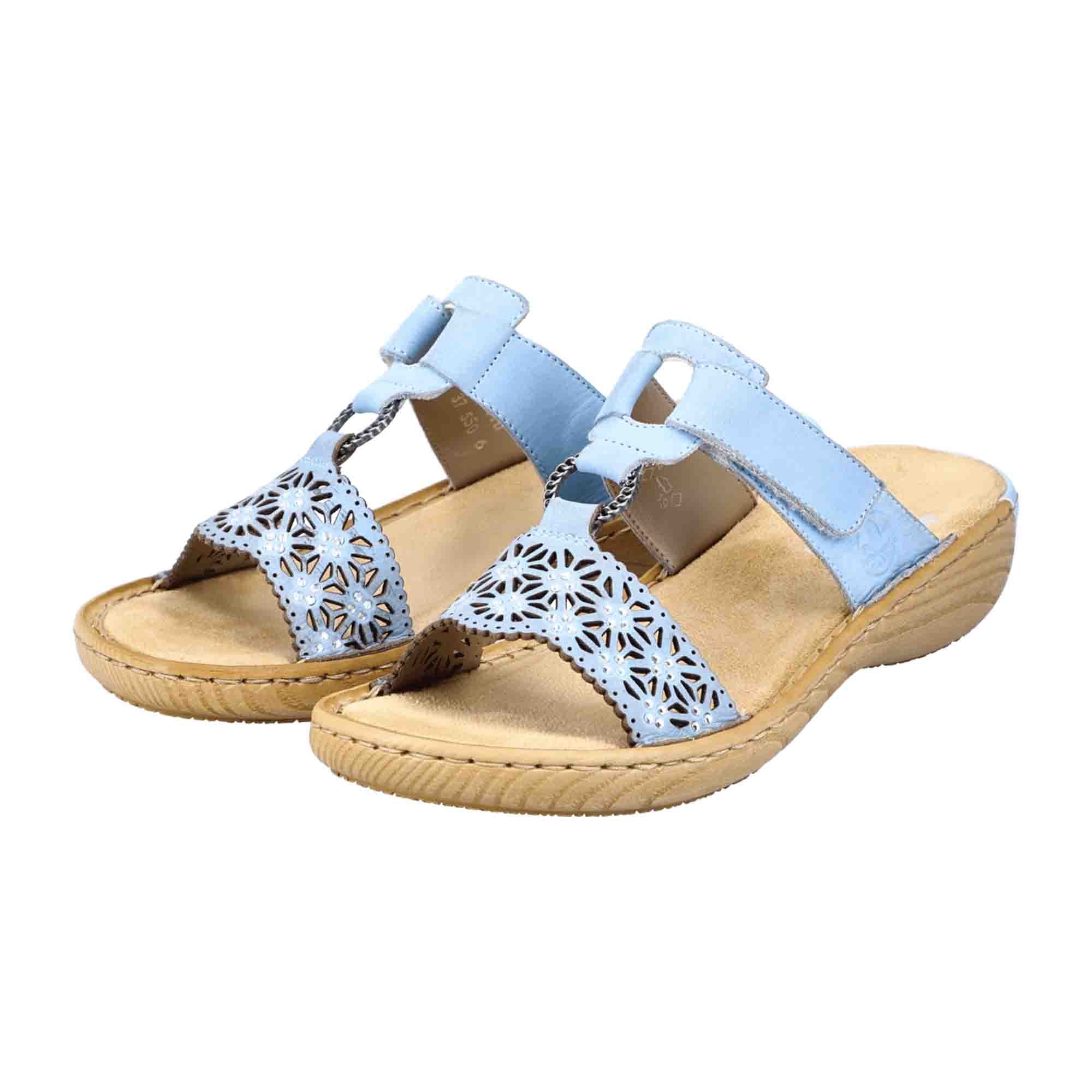 Rieker Women's Blue Shoes with Wedge Heel and Velcro Closure