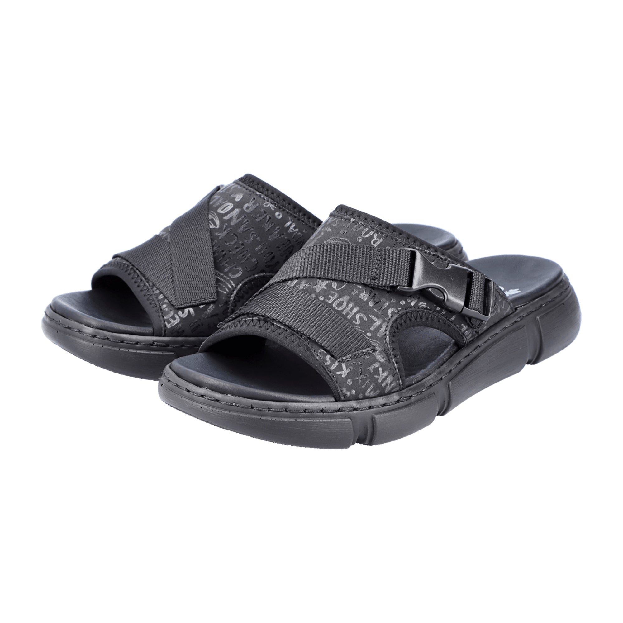 Rieker Damen Sandalen 68990-01 Schwarz Bequeme Freizeitschuhe für Damen