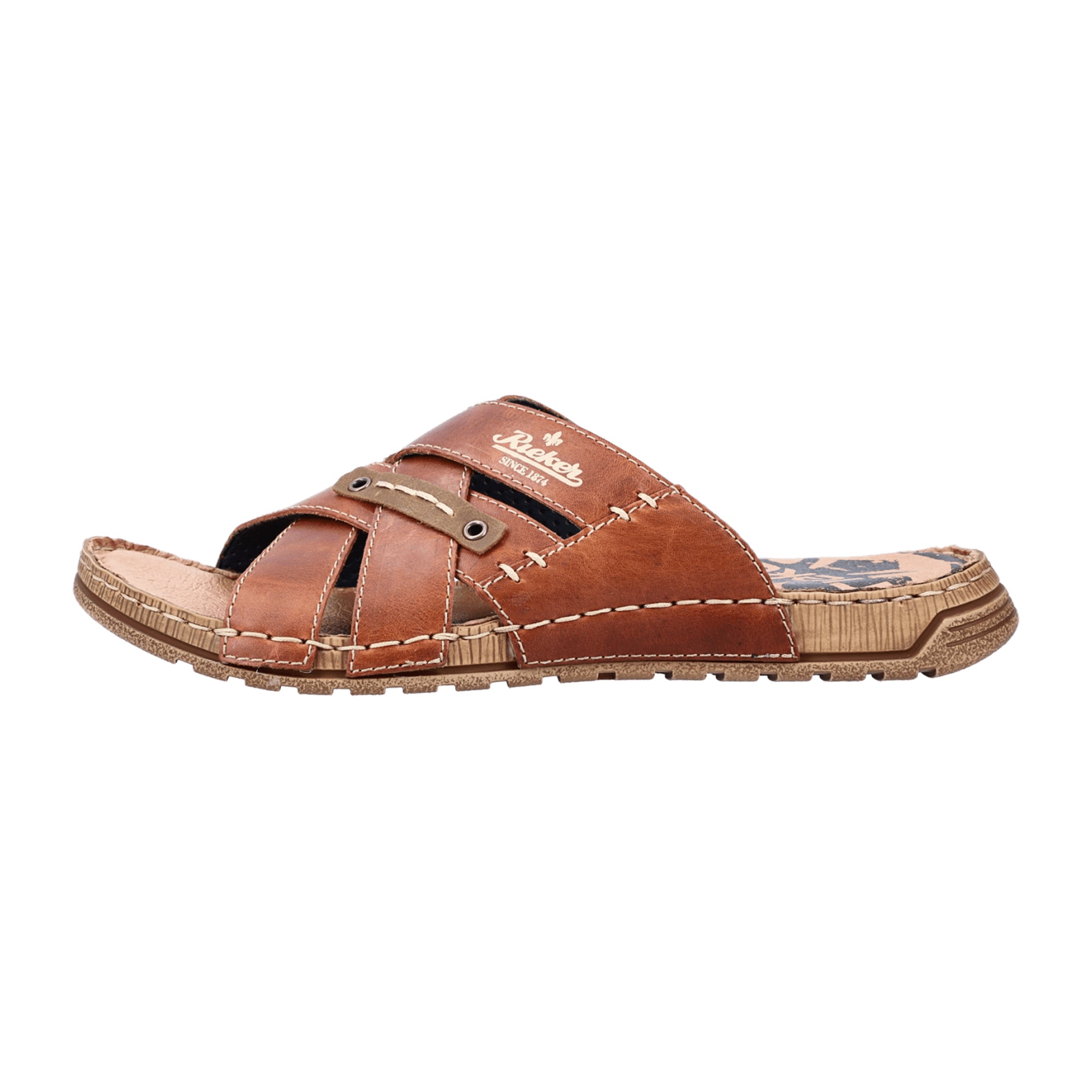 Rieker FSK Men's Brown Leather Sandals Slip-On Comfortable Shock Absorbing Sole