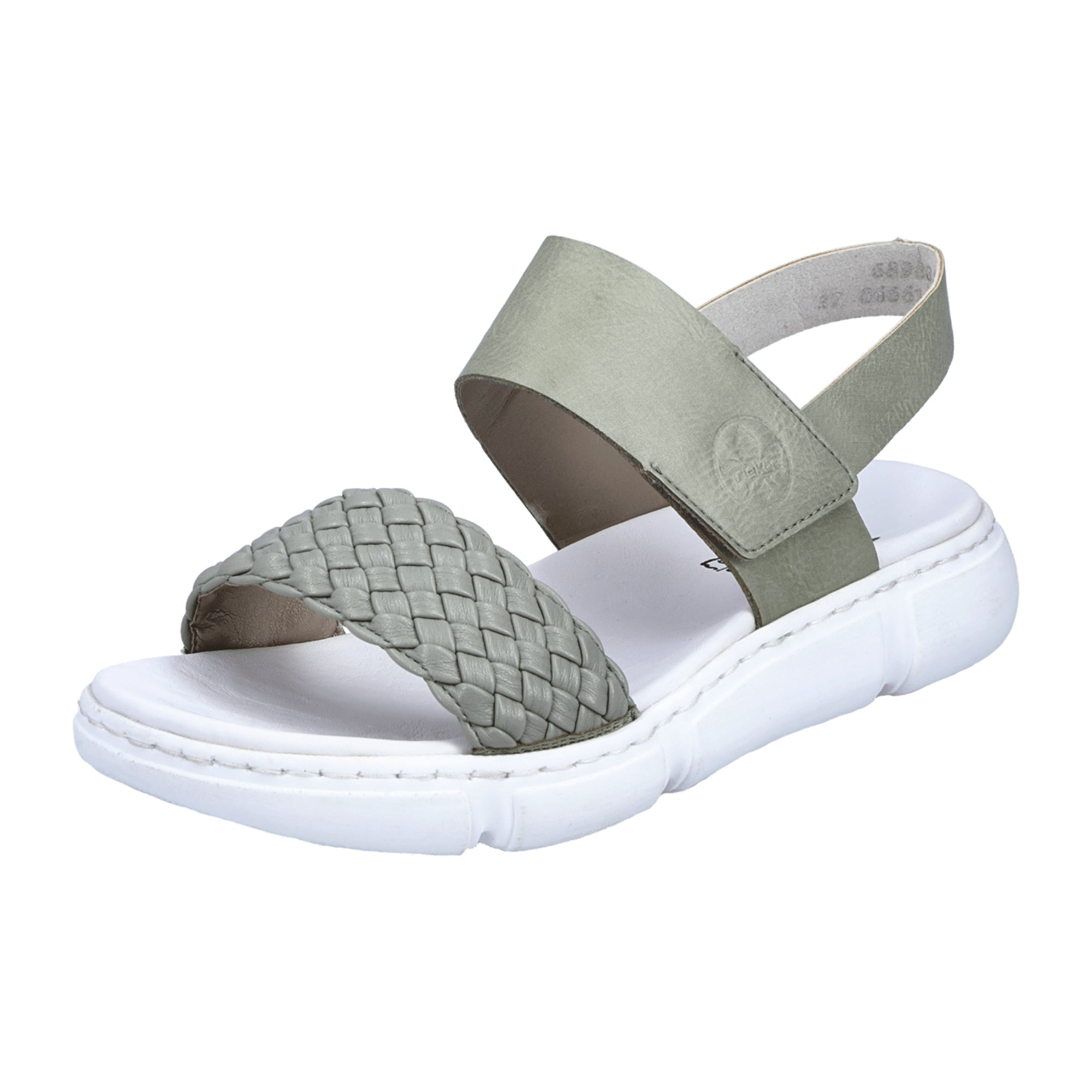 Rieker Women's Green Comfort Sandals with Wedge Heel and Velcro Closure