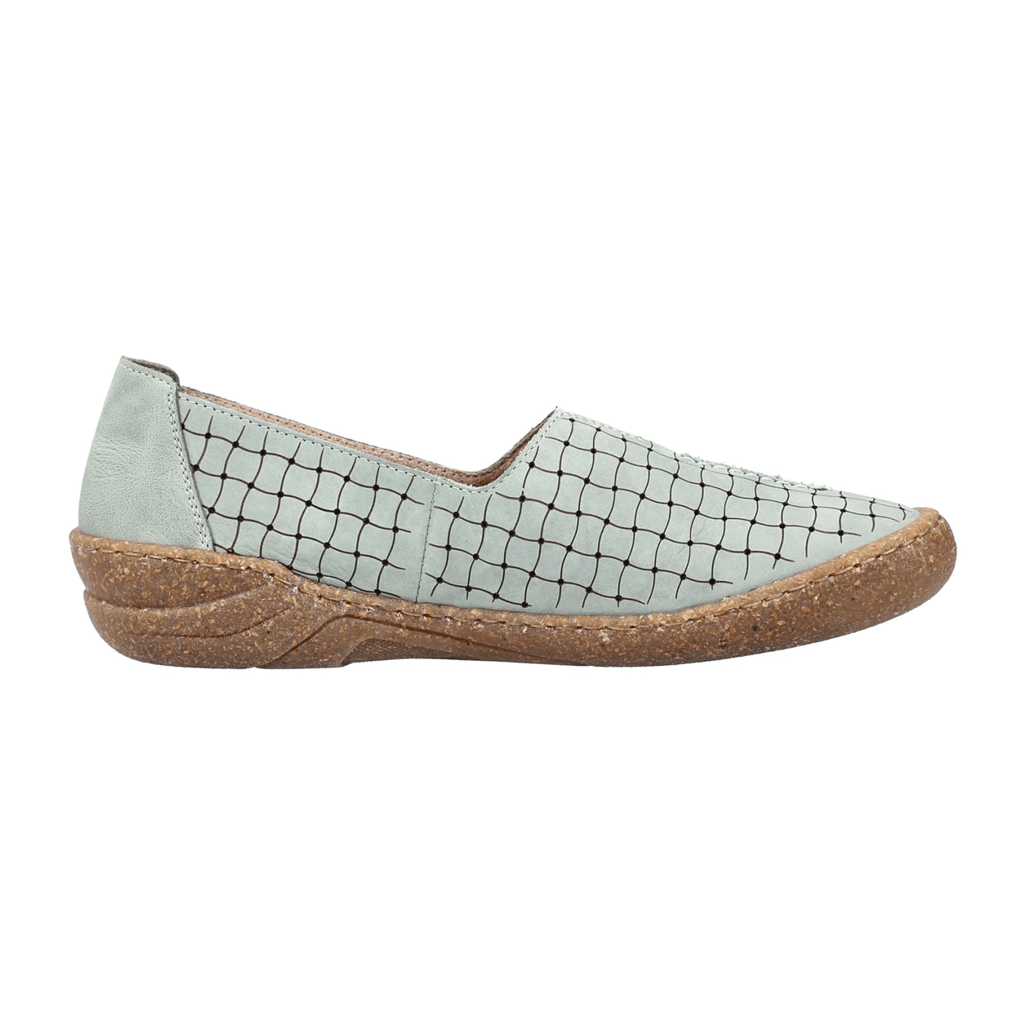 Rieker Green Leather Slip-On Ballerinas for Women Comfortable Flat Shoes