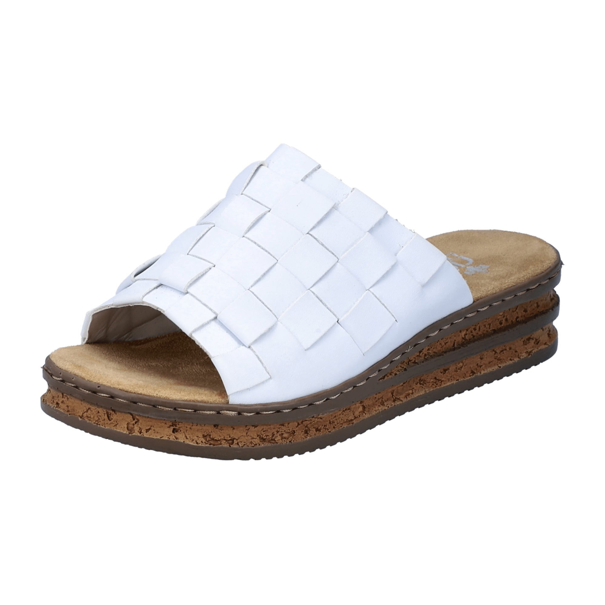Rieker FSK Women's White Sandals with Wedge Heel Spring Summer Footwear