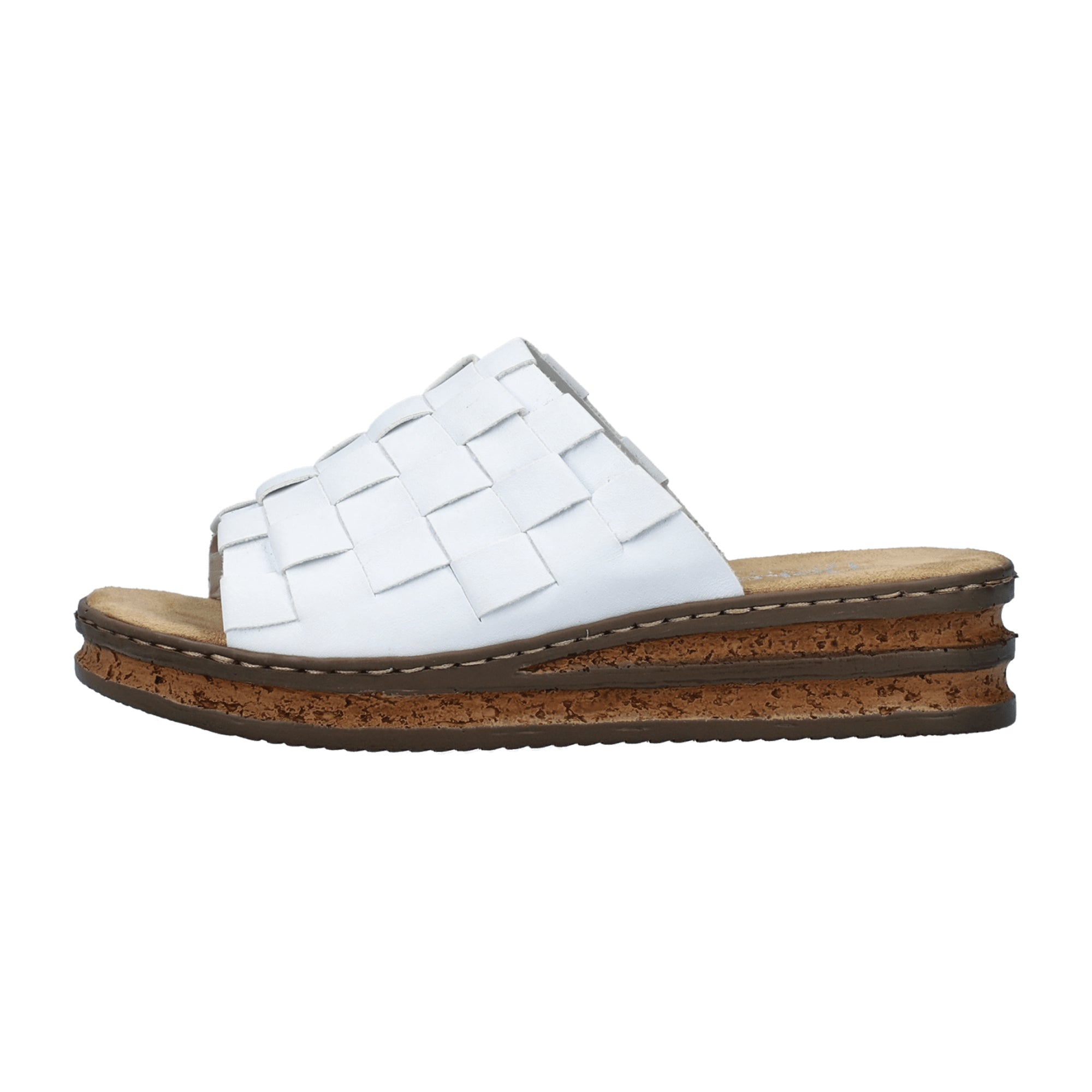 Rieker FSK Women's White Sandals with Wedge Heel Spring Summer Footwear