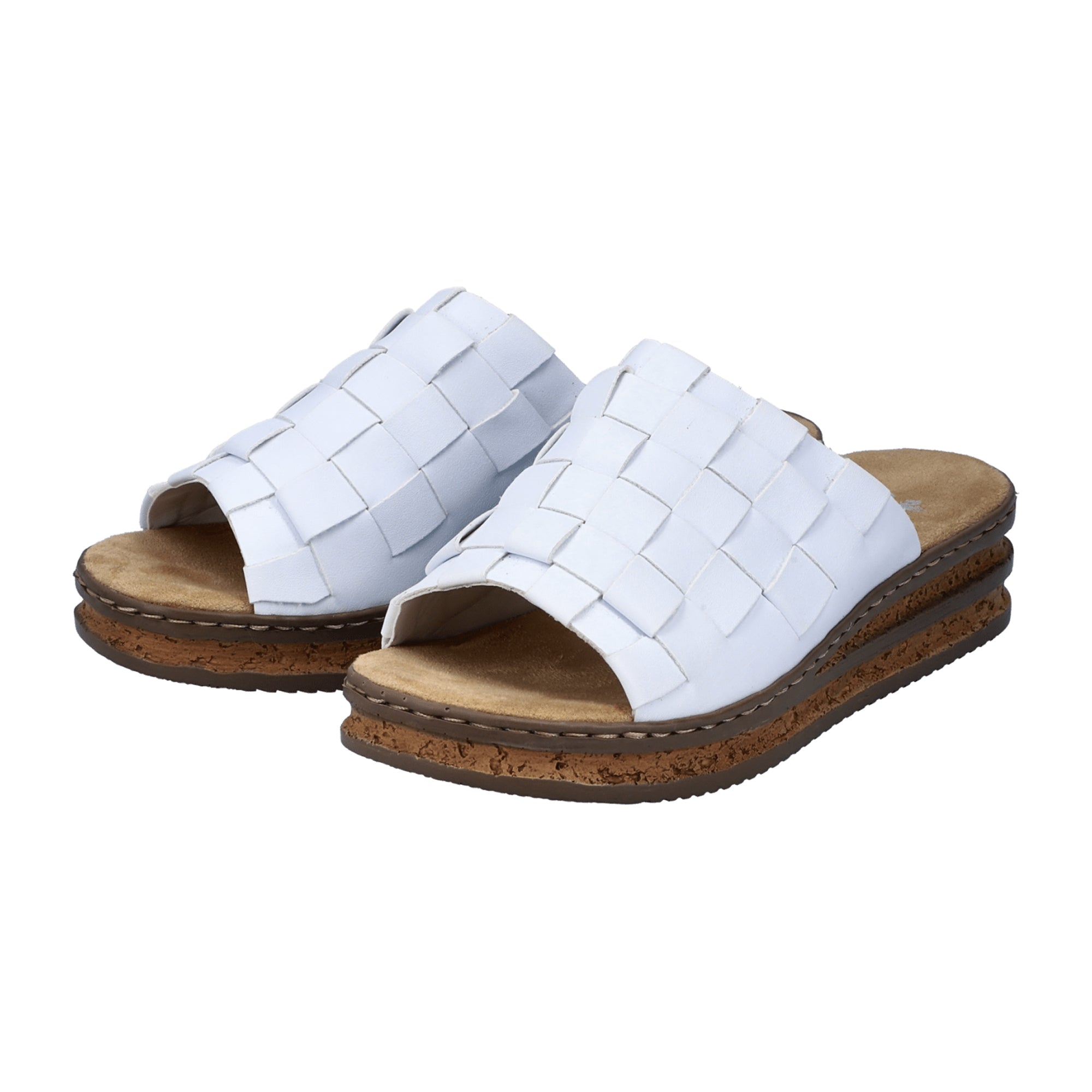 Rieker FSK Women's White Sandals with Wedge Heel Spring Summer Footwear
