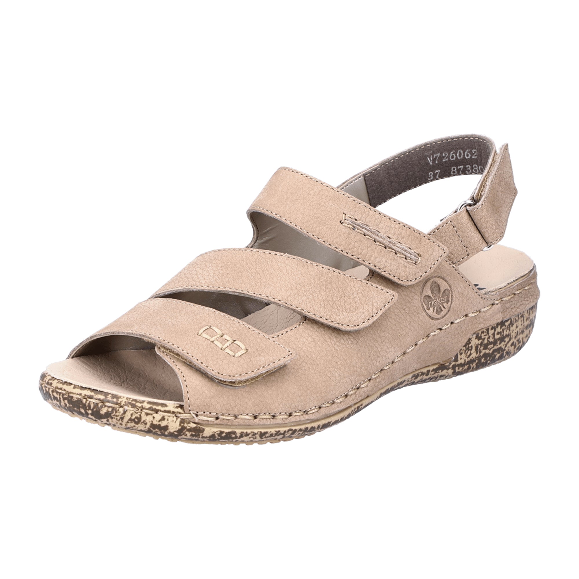 Rieker Women's Comfortable Beige Sandal with Adjustable Straps and Leather Sole