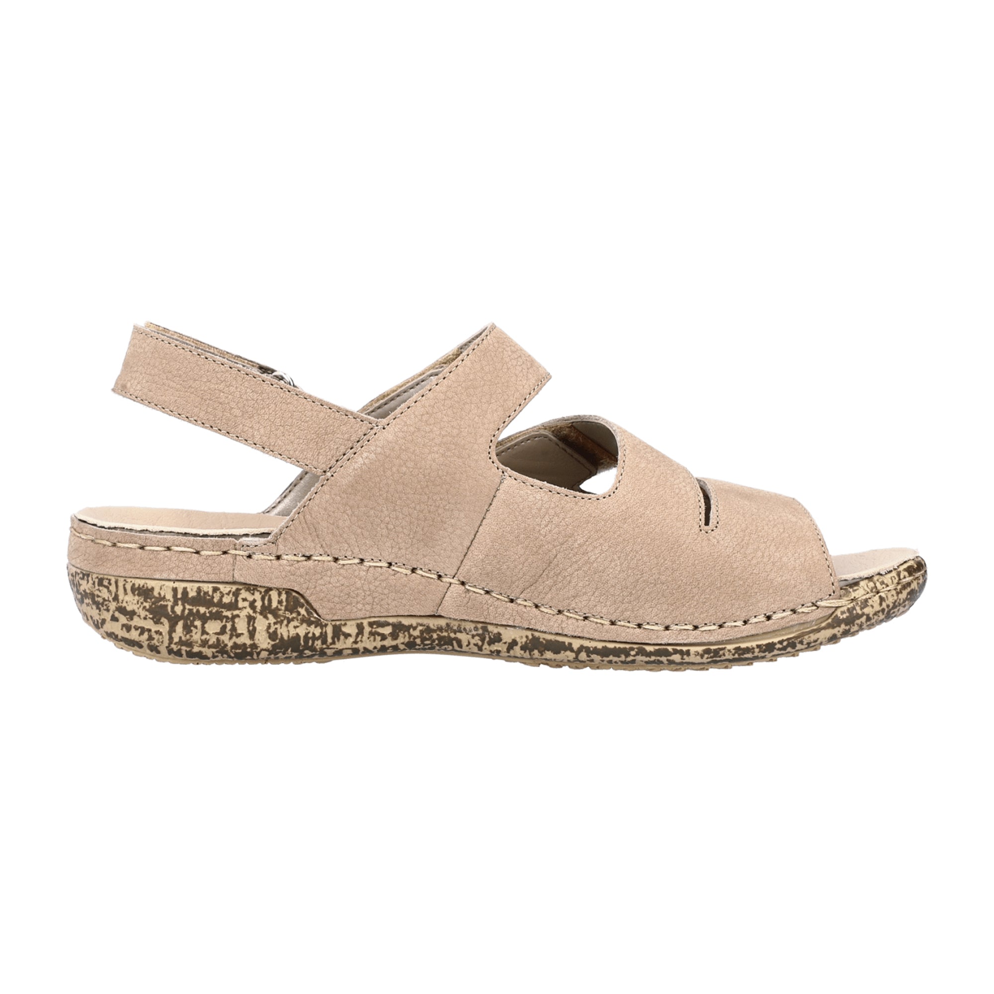 Rieker Women's Comfortable Beige Sandal with Adjustable Straps and Leather Sole