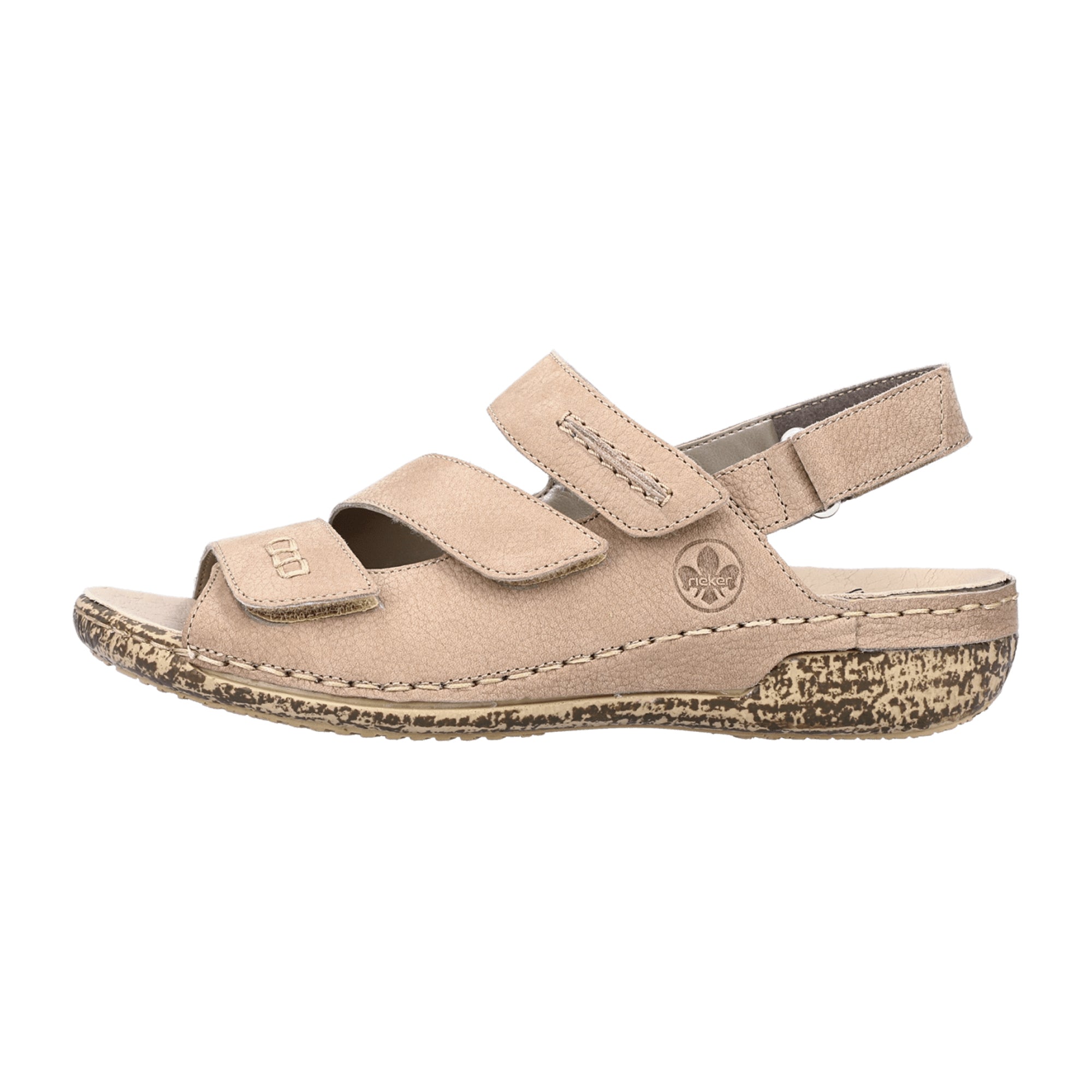 Rieker Women's Comfortable Beige Sandal with Adjustable Straps and Leather Sole
