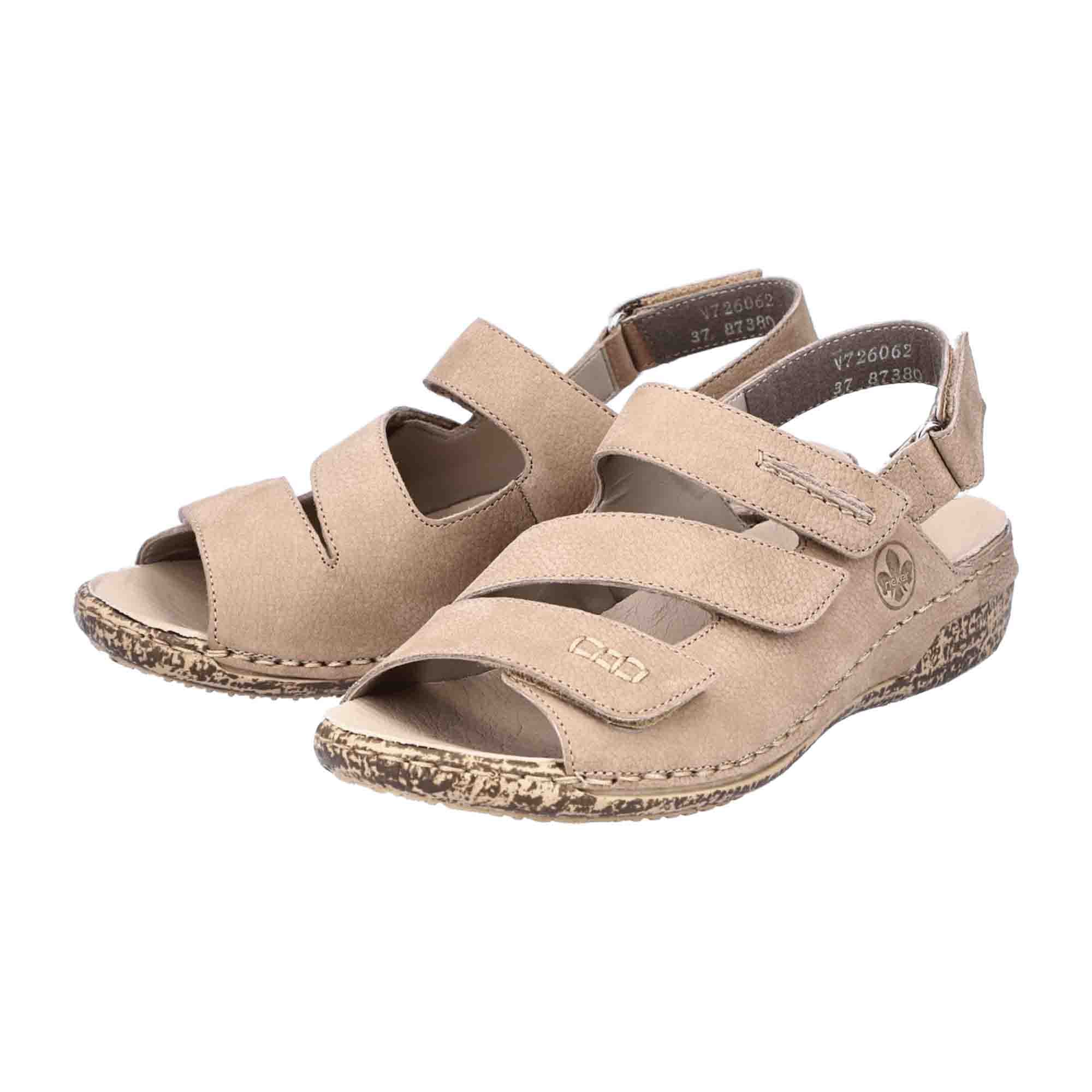 Rieker Women's Comfortable Beige Sandal with Adjustable Straps and Leather Sole