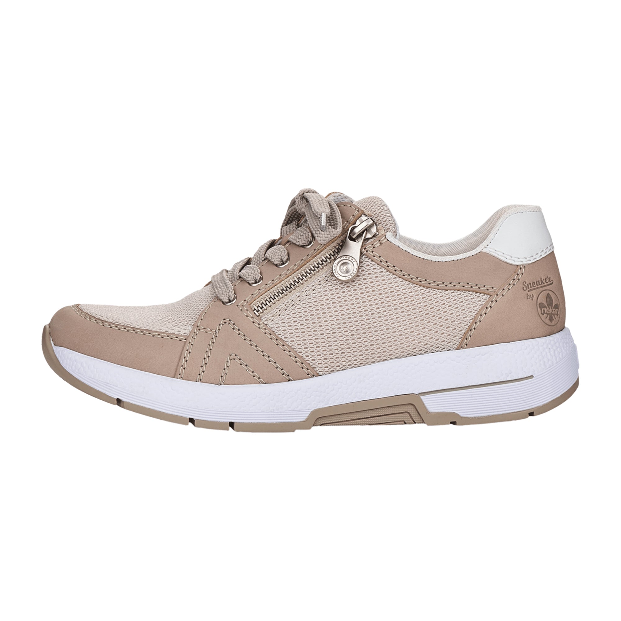 Rieker Comfortable Lace-Up Shoes for Women Beige N8450-60 Removable Insole
