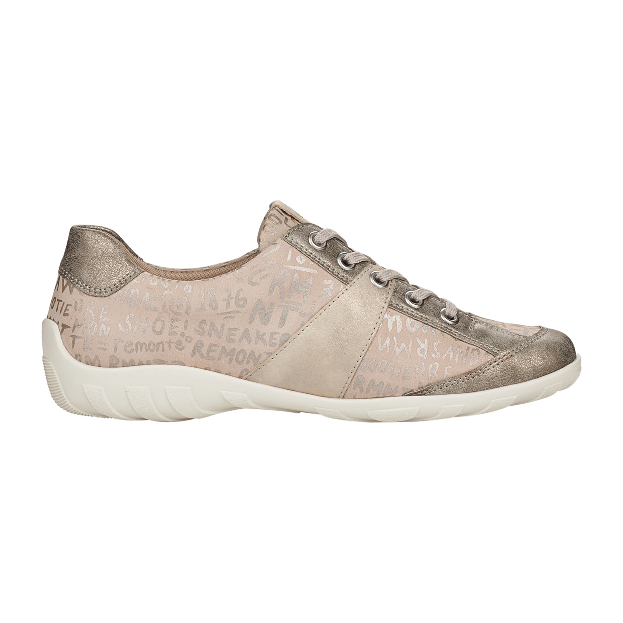 Remonte Women's Beige Comfort Lace-Up Shoes Extra Wide Fit Breathable Leather
