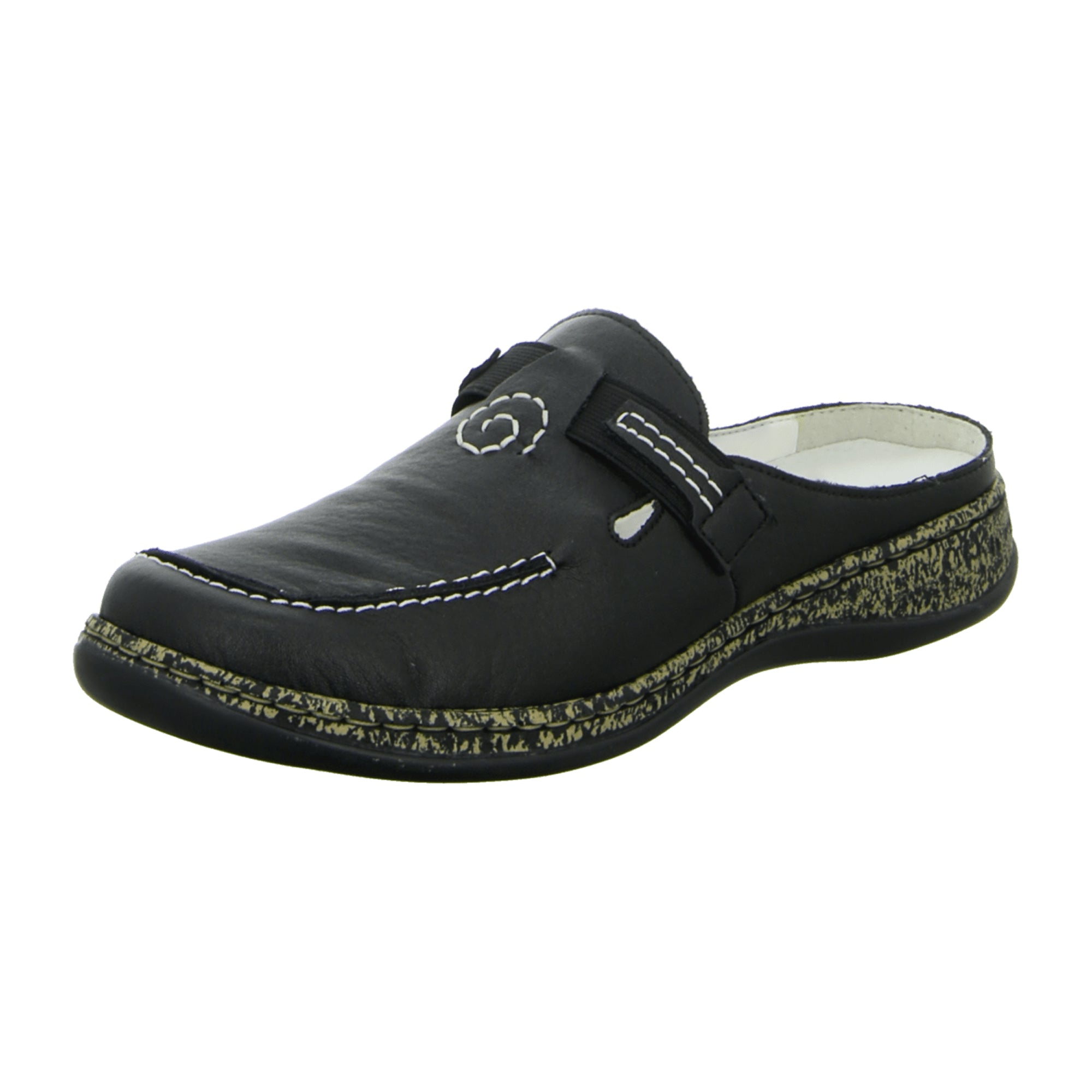Rieker Women's Black Slip-On Clogs 4639300 Comfortable Synthetic Shoes