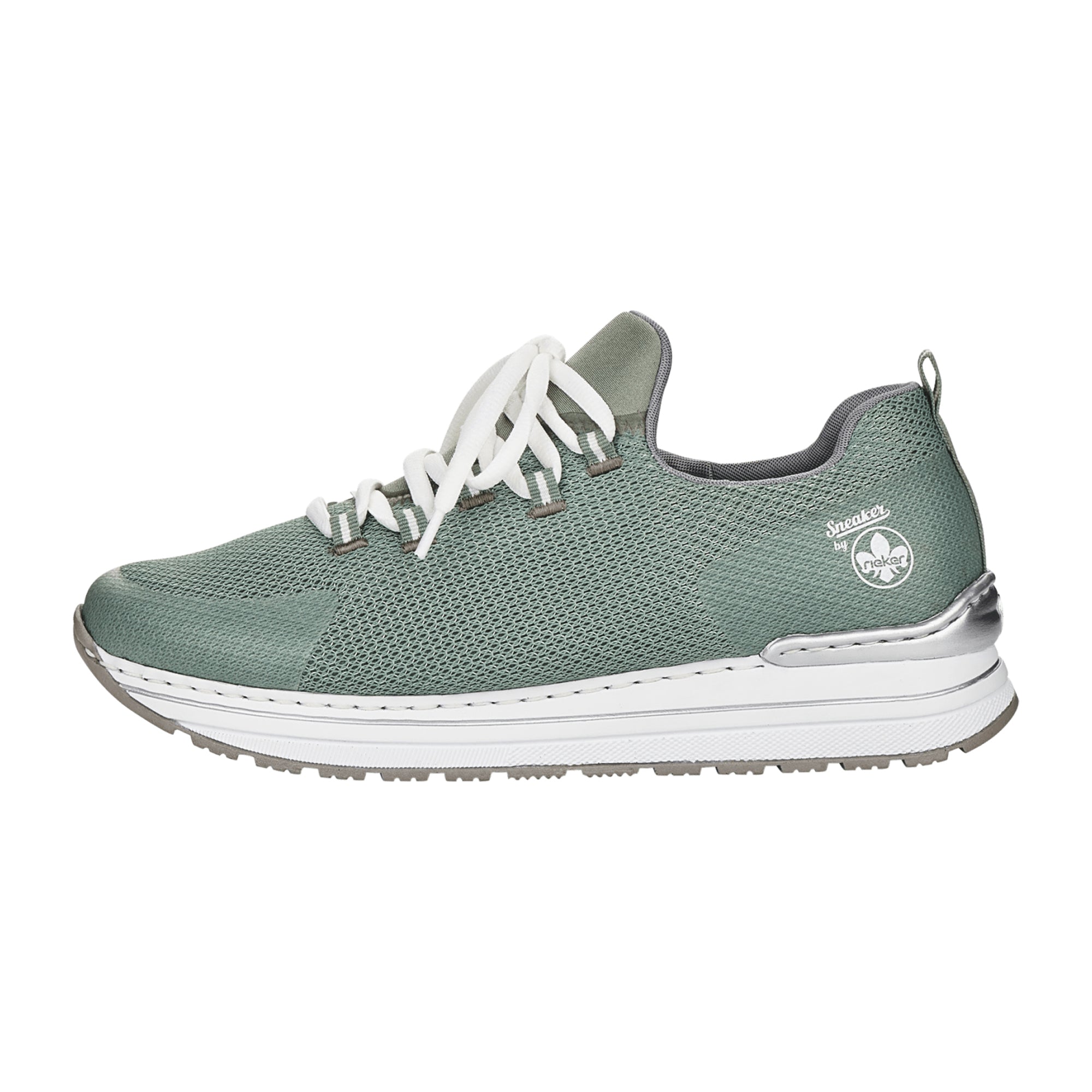 Rieker Women's Green Athletic Lace-Up Shoes Mesh Textile Removable Insole