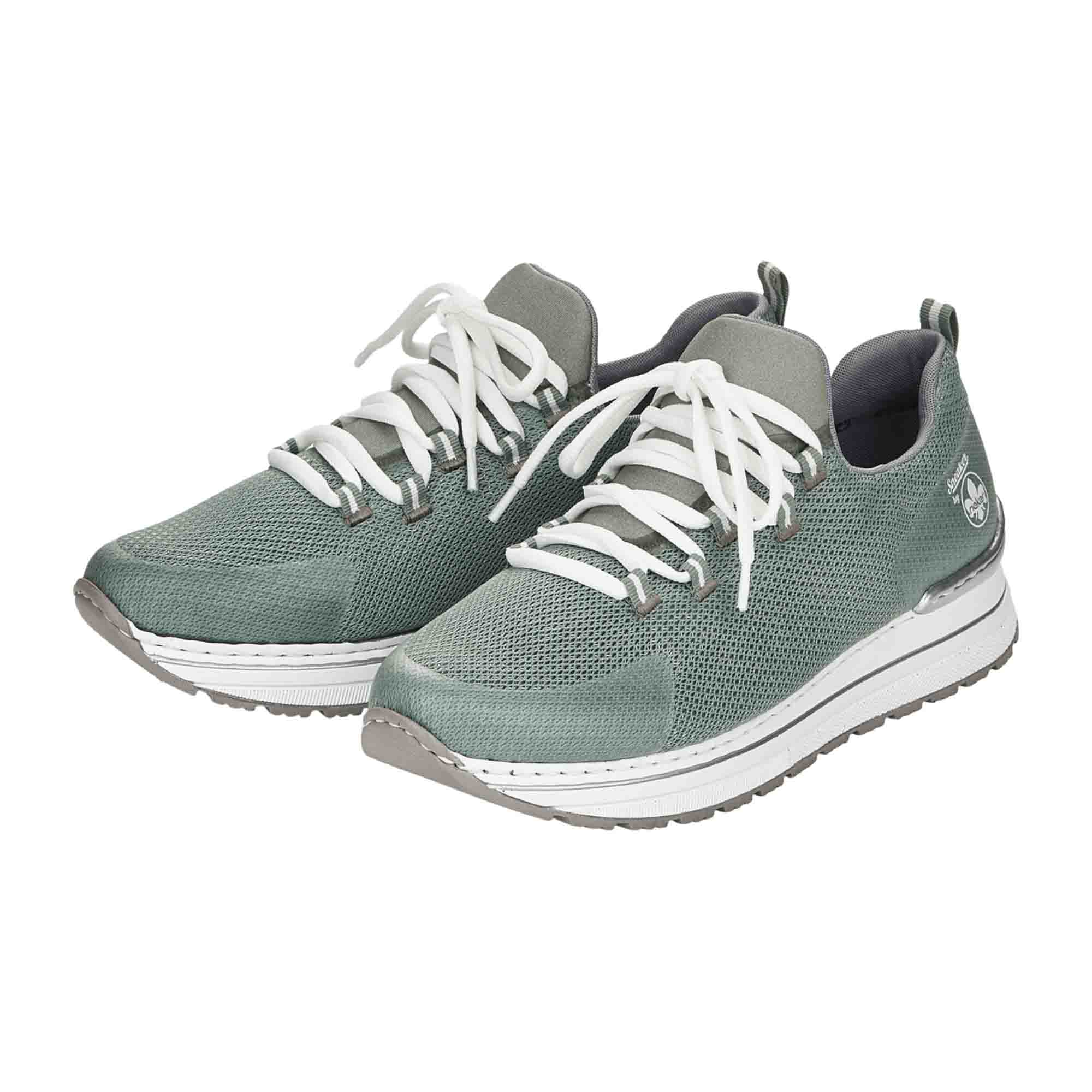 Rieker Women's Green Athletic Lace-Up Shoes Mesh Textile Removable Insole