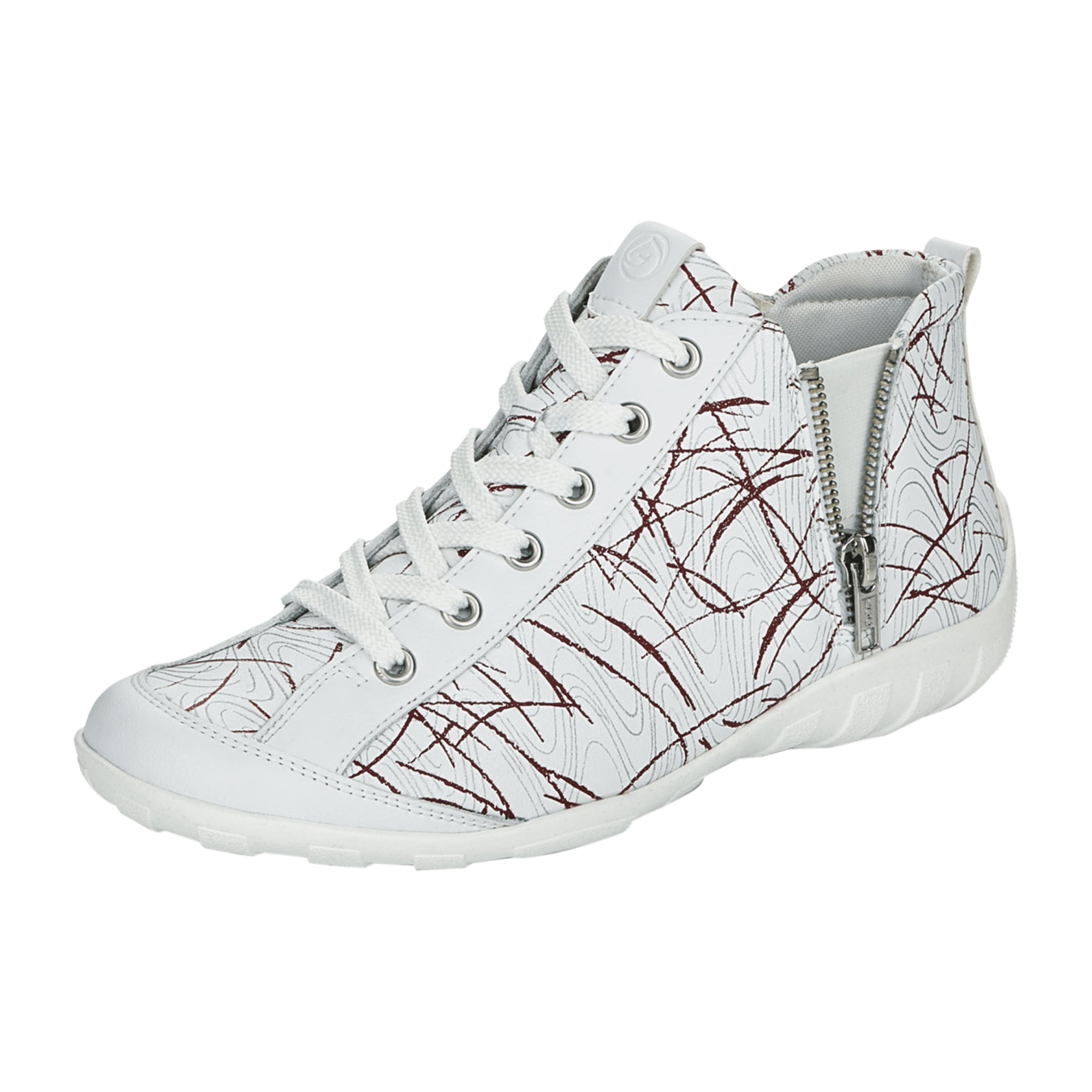 White Remonte FS Women's Shoes, Leather, Lace-Up, Removable Insole